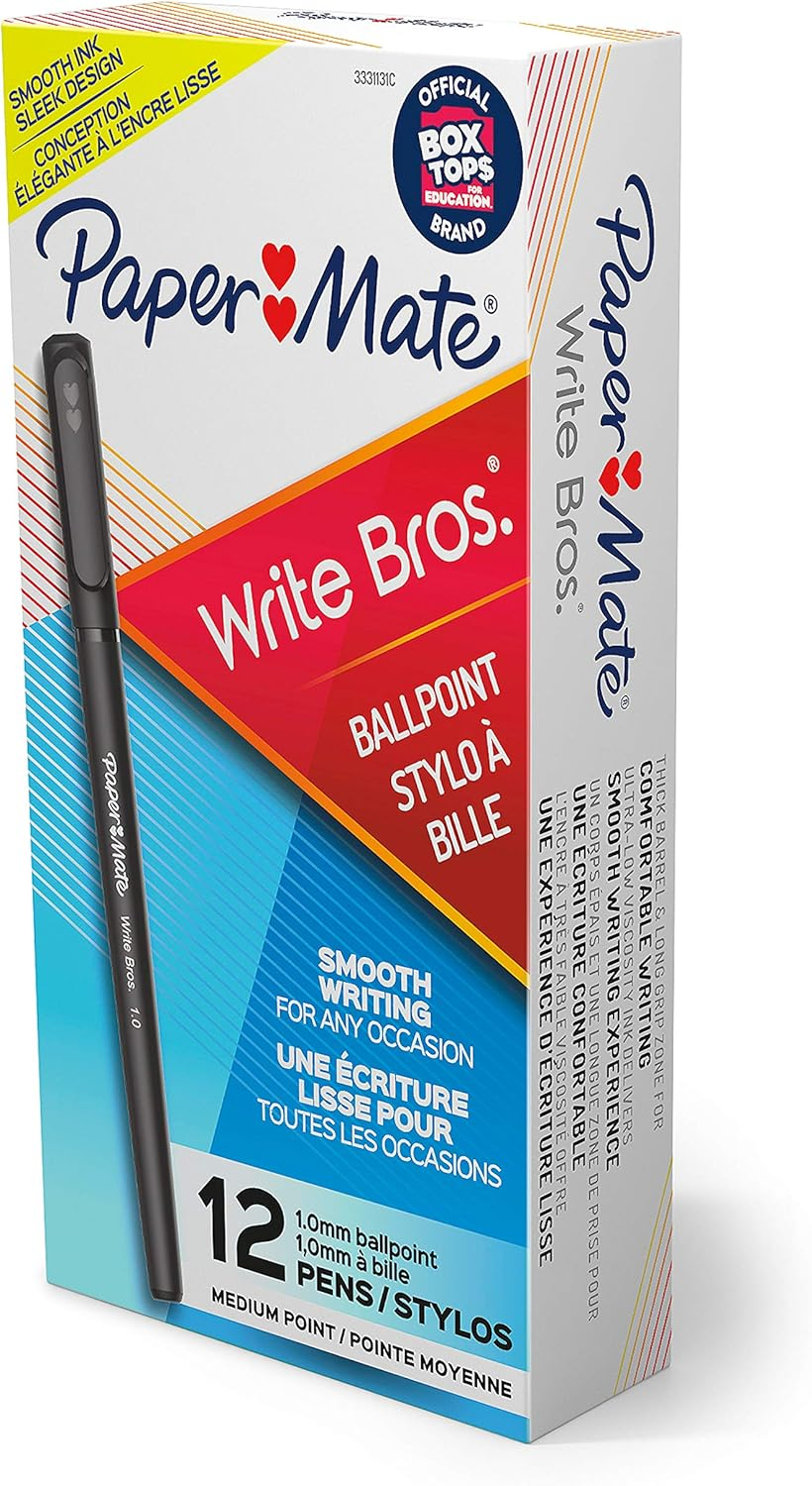 Paper Mate Writebros Stick Ball Point Pen, 1 Mm Tip Size, Black (Box of 12) image number 1