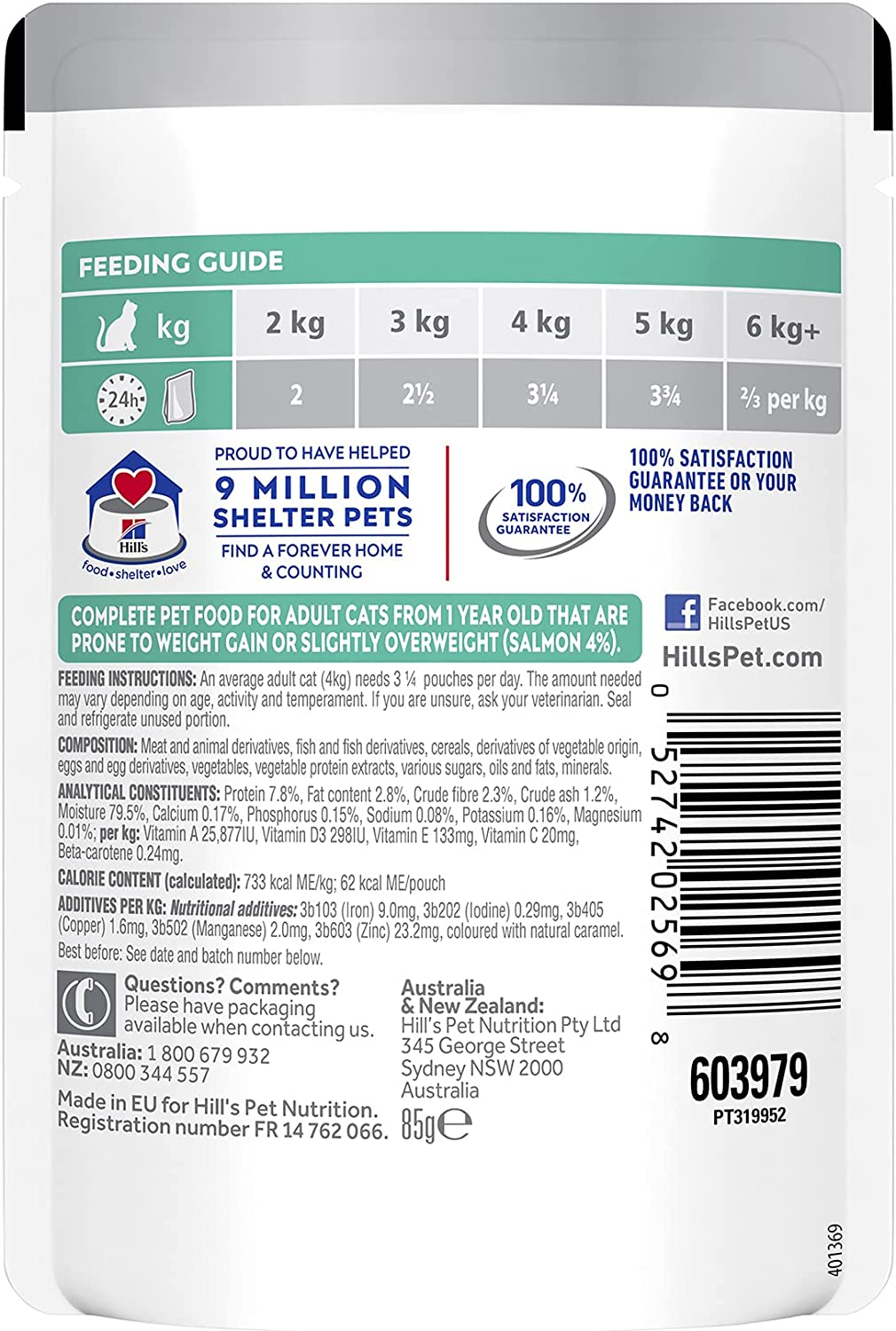 Hill'S Science Diet Adult Wet Cat Food, Perfect Weight Salmon, 85G, 12 Pack, Cat Food Pouches image number 5