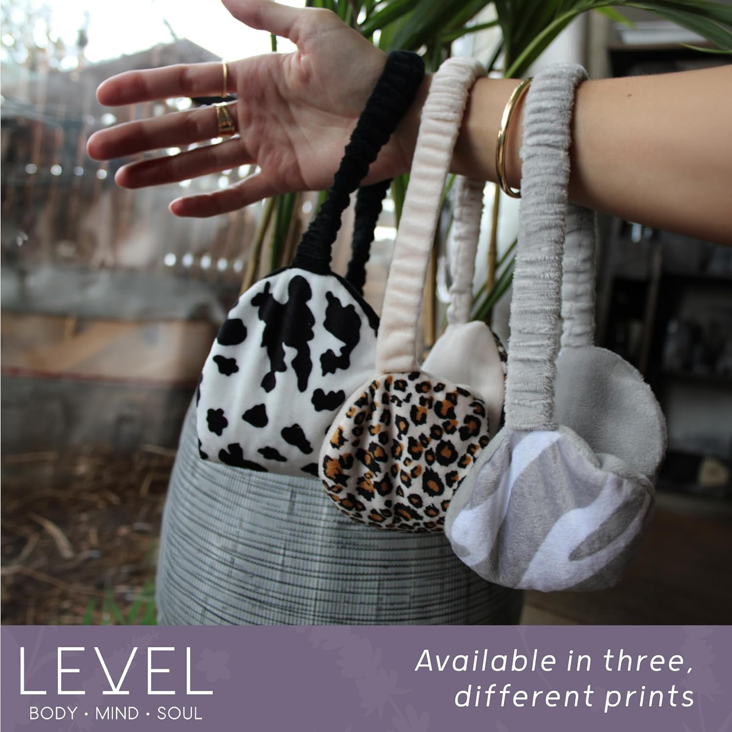 Level Deep Therapy Lavender Weighted Wheat Eye Masks - Microwaveable & Freezable - Soothing Heat Masks - Pain & Stress Relief - Migraines, Anxiety & Tension - Cow Print image number 6