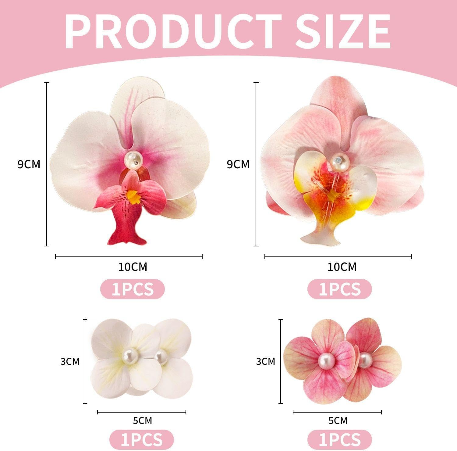 Pack of 2 Large Flower Blossom Hair Clips, 2 Pieces Flower Pearl Hair Clips, Orchid Blossom Hair Clips, Bohemian Flower Hair Clips, Butterfly Orchid Hair Clips, Hair Accessories Flowers image number 4
