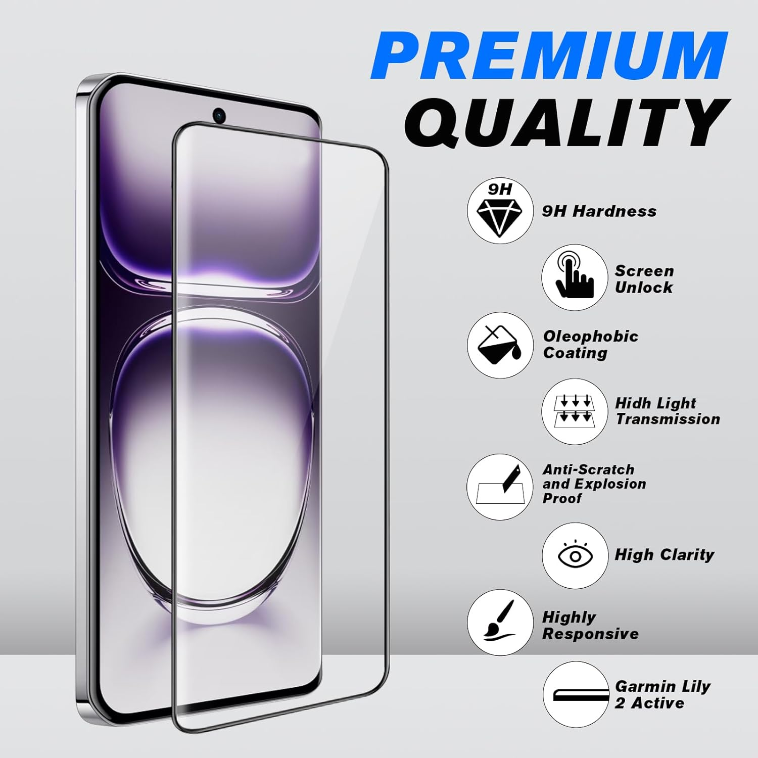 2 Pack for OPPO Reno 12 5G Screen Protector,Hd Tempered Glass,3D Full Coverage,9H Hardness,Anti-Scratch,Bubble Free for Reno 12 5G image number 5