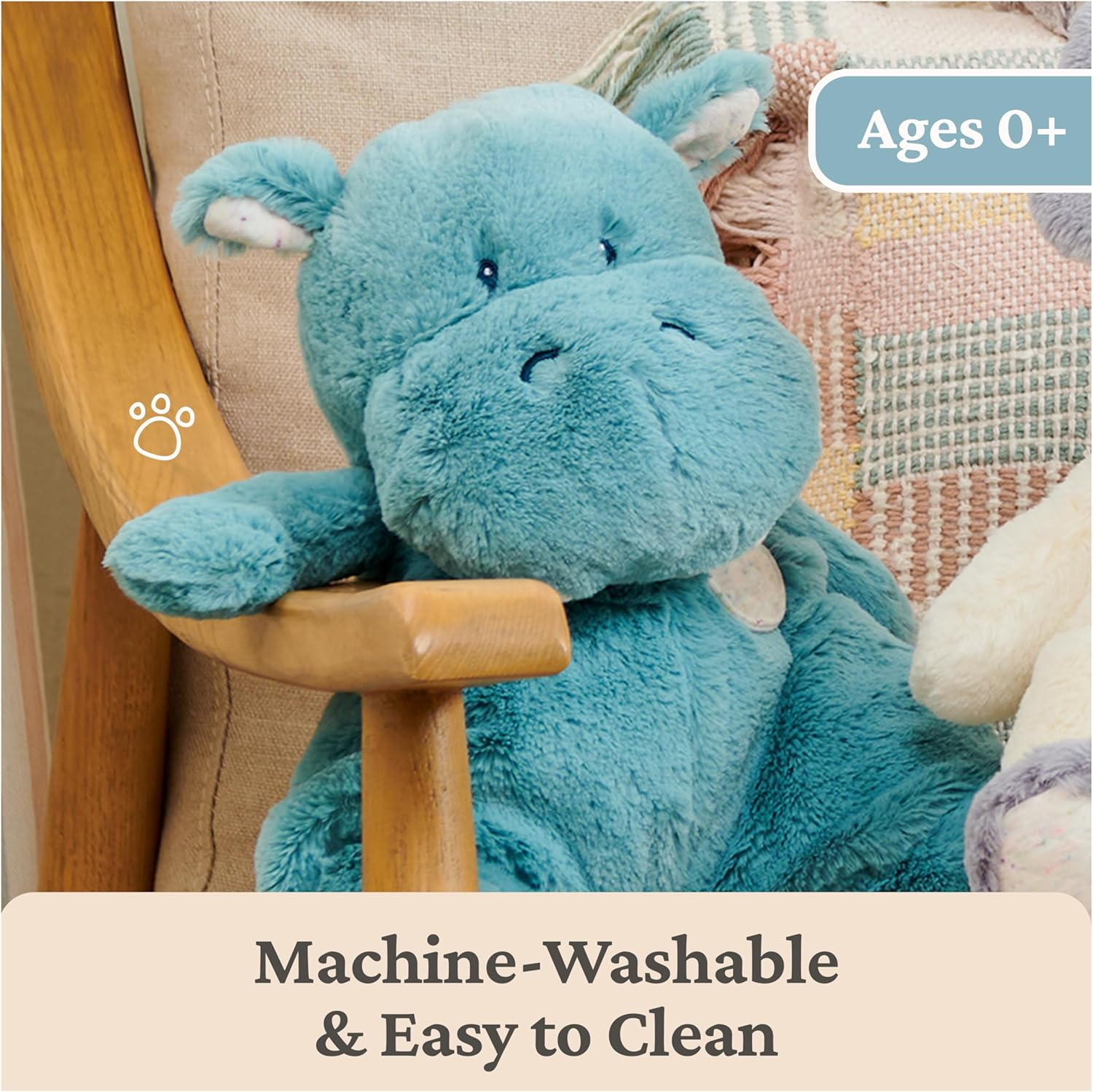 Gund Oh so Snuggly Hippo Nursery Soft Toy Animals, Large, Green image number 4