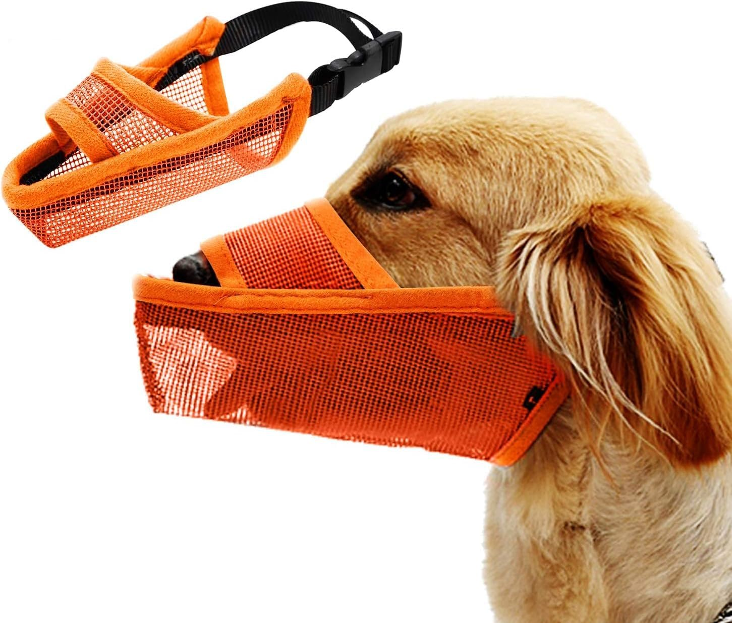 Dog Muzzle Soft Nylon Muzzle, Adjustable Breathable Mesh Dog Muzzle for Anti-Biting Anti-Barking Licking