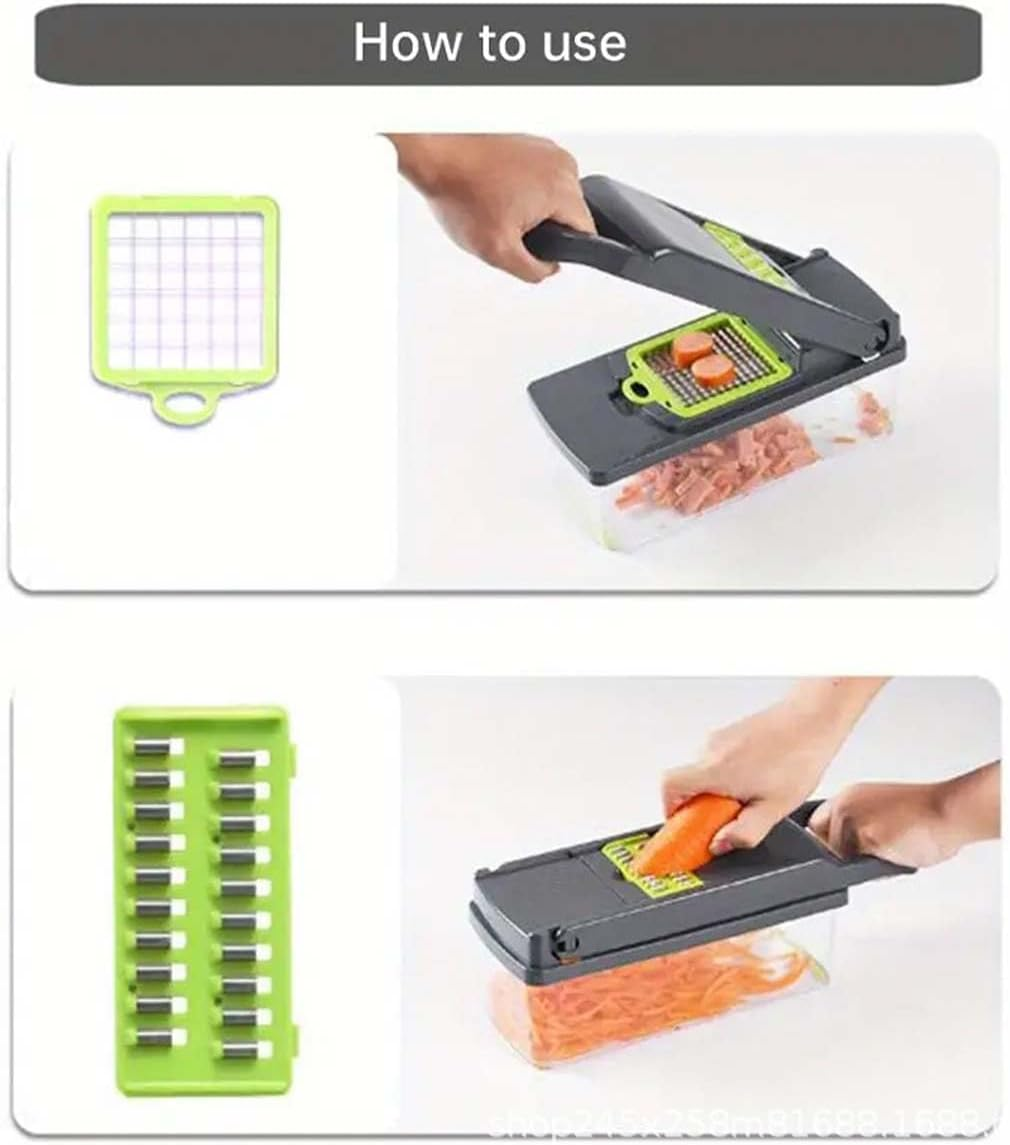 Trendgolden Chopper, Trendgolden 14Pcs Multi-Functional Vegetable Cutter & Slicer, 14 in 1 Kitchen Gadget, Dicer, Slicer, Onion Cutter, Vegetable Chopper with Container (16 Set) image number 1