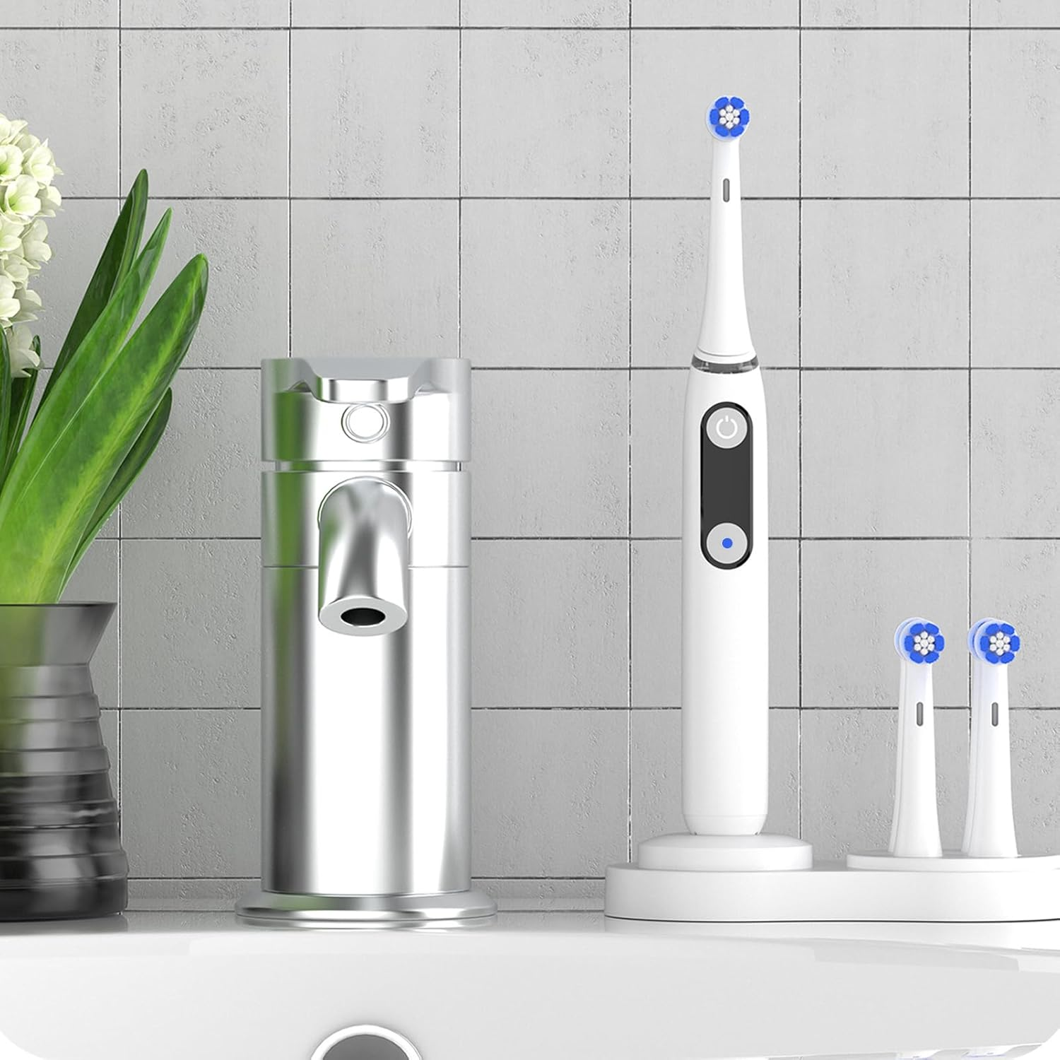 Electric Toothbrush Holder Compatible with Oral B IO3/4/5/6 EB round Head Series Brush Heads, Plastic Organizer Stand (Black)