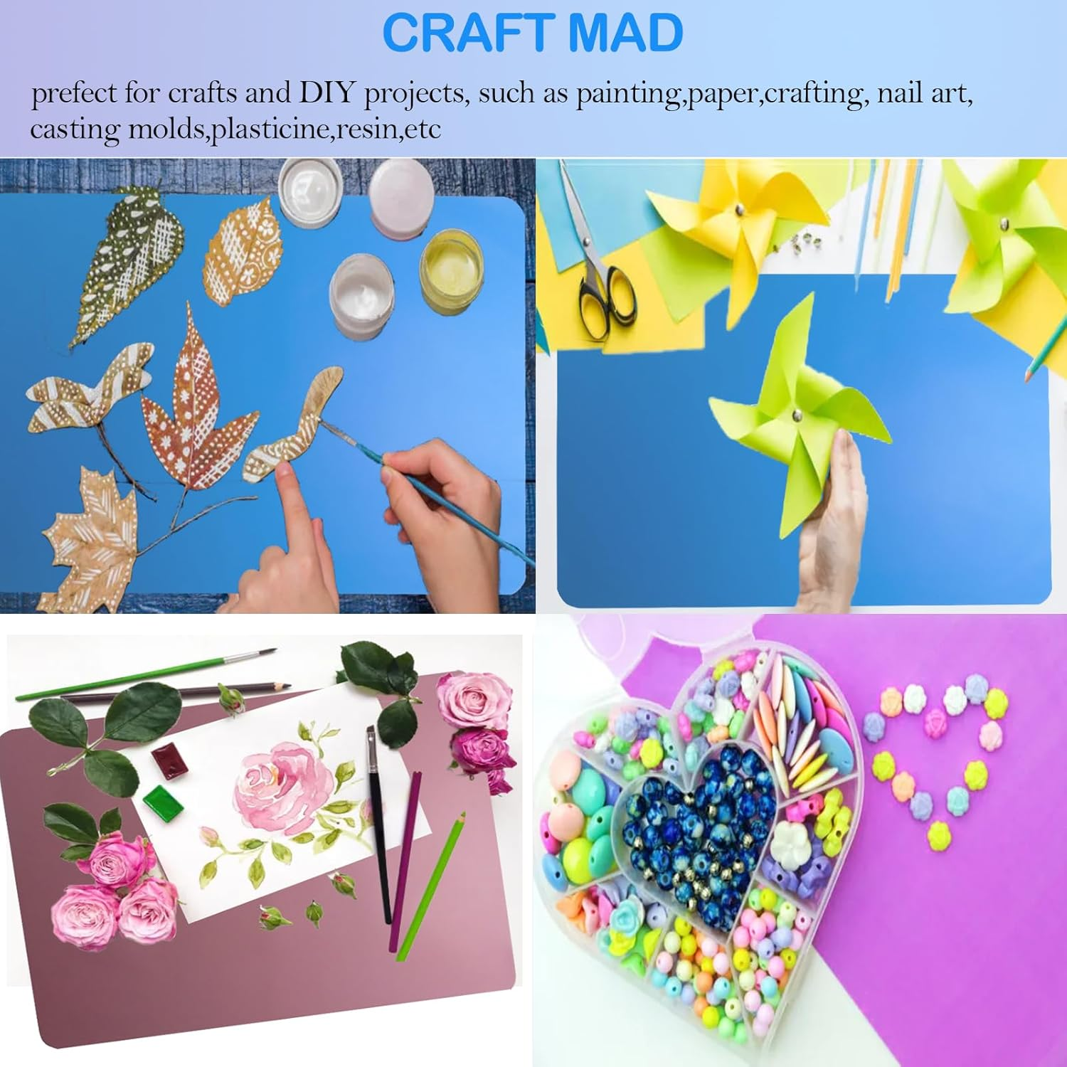 ZACHMEST 3 Pack Crafting Pad 40X30Cm, Painting Pad Silicone Mat Crafting Silicone Mat for Epoxy Resin, Silicone Pad Non-Stick Non-Slip Table Mat for Crafting Resin Craft Kneading Pad Painting image number 3