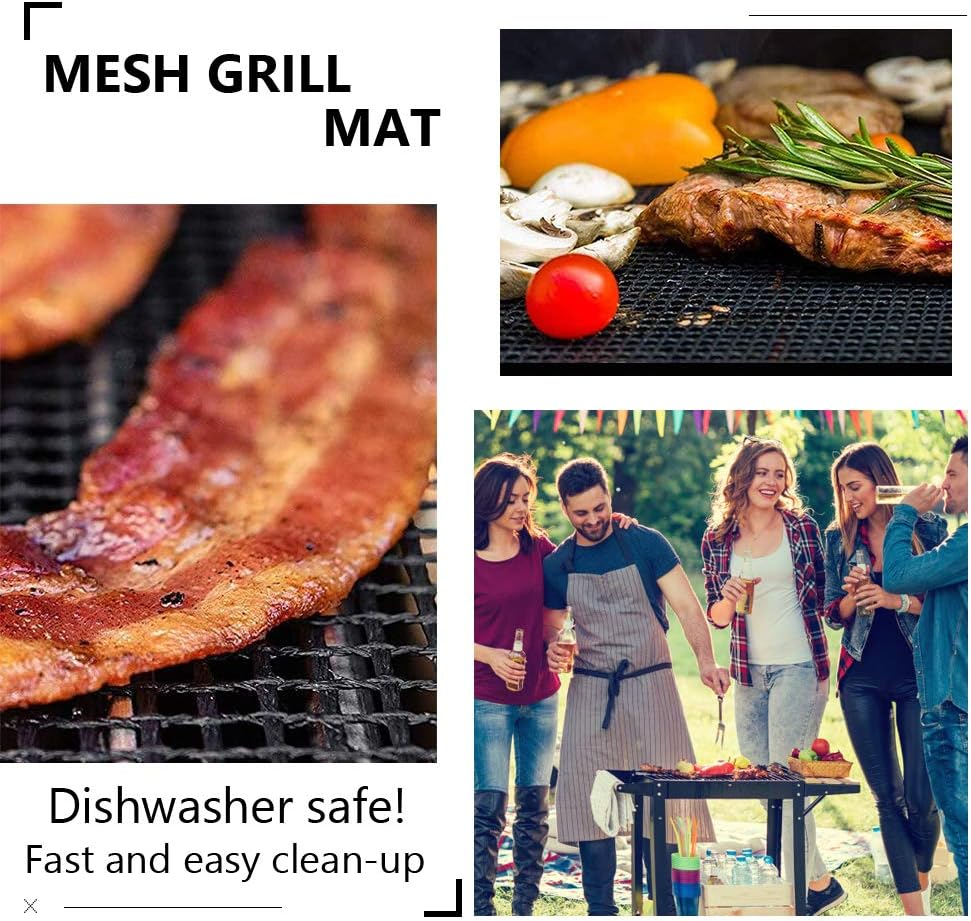 Looch BBQ Mesh Grill Mat Set of 5 - Heavy Duty Nonstick Mesh Grilling Mats & Barbecue Accessories - Reusable and Easy to Clean - Works on Gas, Charcoal, Electric Grill and More - 15.75 X 13 Inch - 5Pcs image number 5
