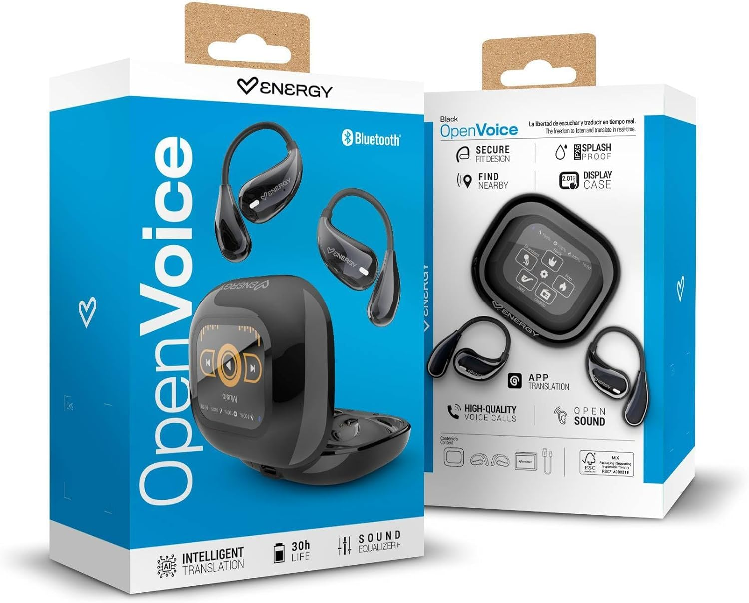 Energy Sistem Openvoice True Wireless Headphones with Built-In IA Translator, 30 Hours Battery Life, IPX5, Display Case and Sound Equalizer image number 3