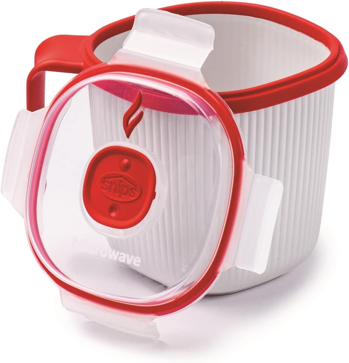 Snips - Microwave SOUP MUG for Milk, Hot Drinks and Soups - Microwave Soup Mug with Lid - 0,70 LT - 14,5 X 14,5 X 12 Cm - Microwave Soup Container, White and Red - 100% Made in Italy - 0% BPA image number 2
