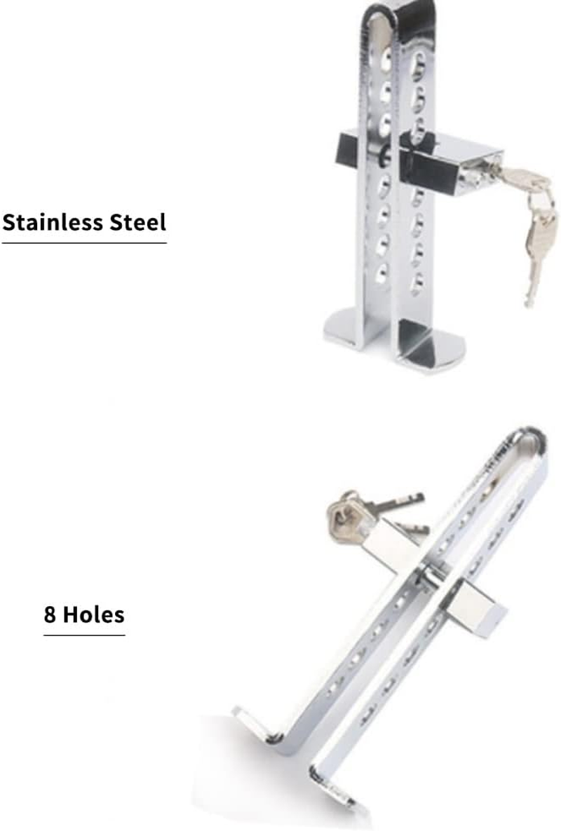 Brake Pedal Lock, Adjustable Auto Stainless Steel 8 Holes Brake Clutch Lock Anti-Theft Device with 2 Keys image number 3