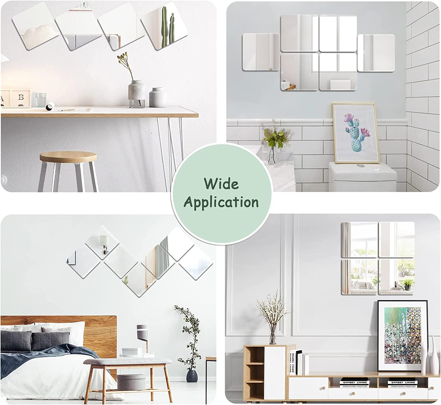 Shatterproof Mirror Tiles, 4 Pcs 7.8"X7.8" Plastic Self-Adhesive Panels for Wall Decor, Lightweight & Flexible with Industrial-Grade Adhesive for Bathroom and Gym image number 6