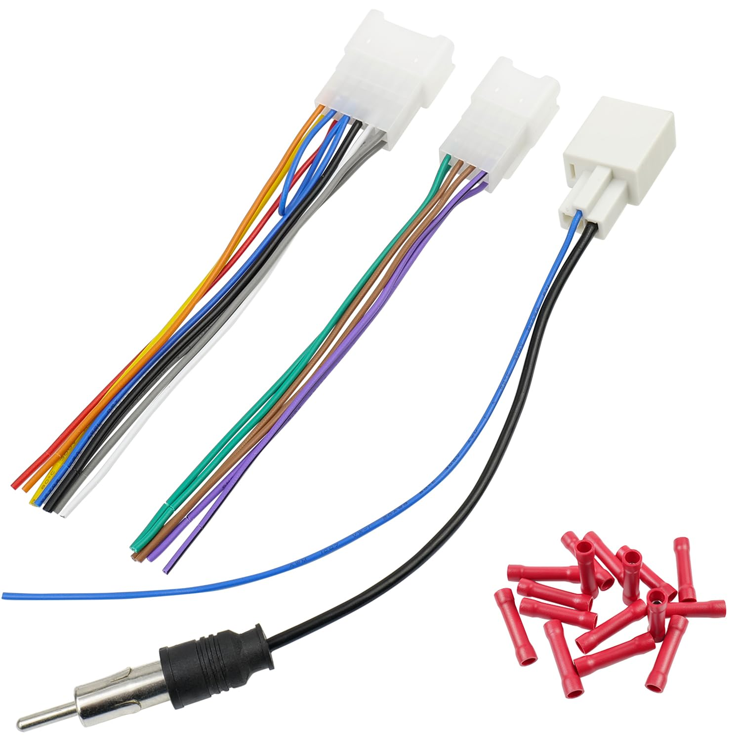 Radio Wiring Harness Adapter Kit Compatible with Toyota Camry Corolla RAV4 Cruiser Sienna Tacoma Highlander Prius, Car Stereo Power Speaker Wire Harness with Butt Connector Radio Antenna image number 1