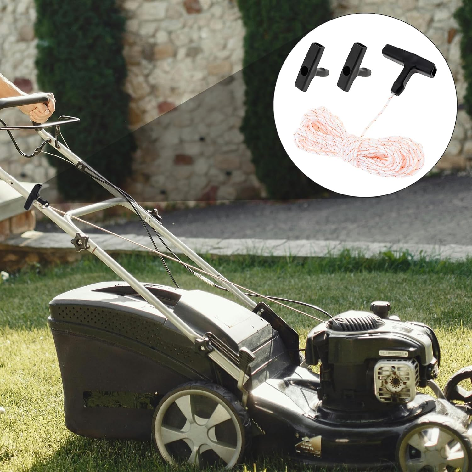 Windance 3Pcs Starter Handle 10-Meter 3.0Mm Recoil Starter Rope Pull Cord for Lawn Mower Chainsaw Trimmer Edger Brush Cutter Engine Parts image number 5