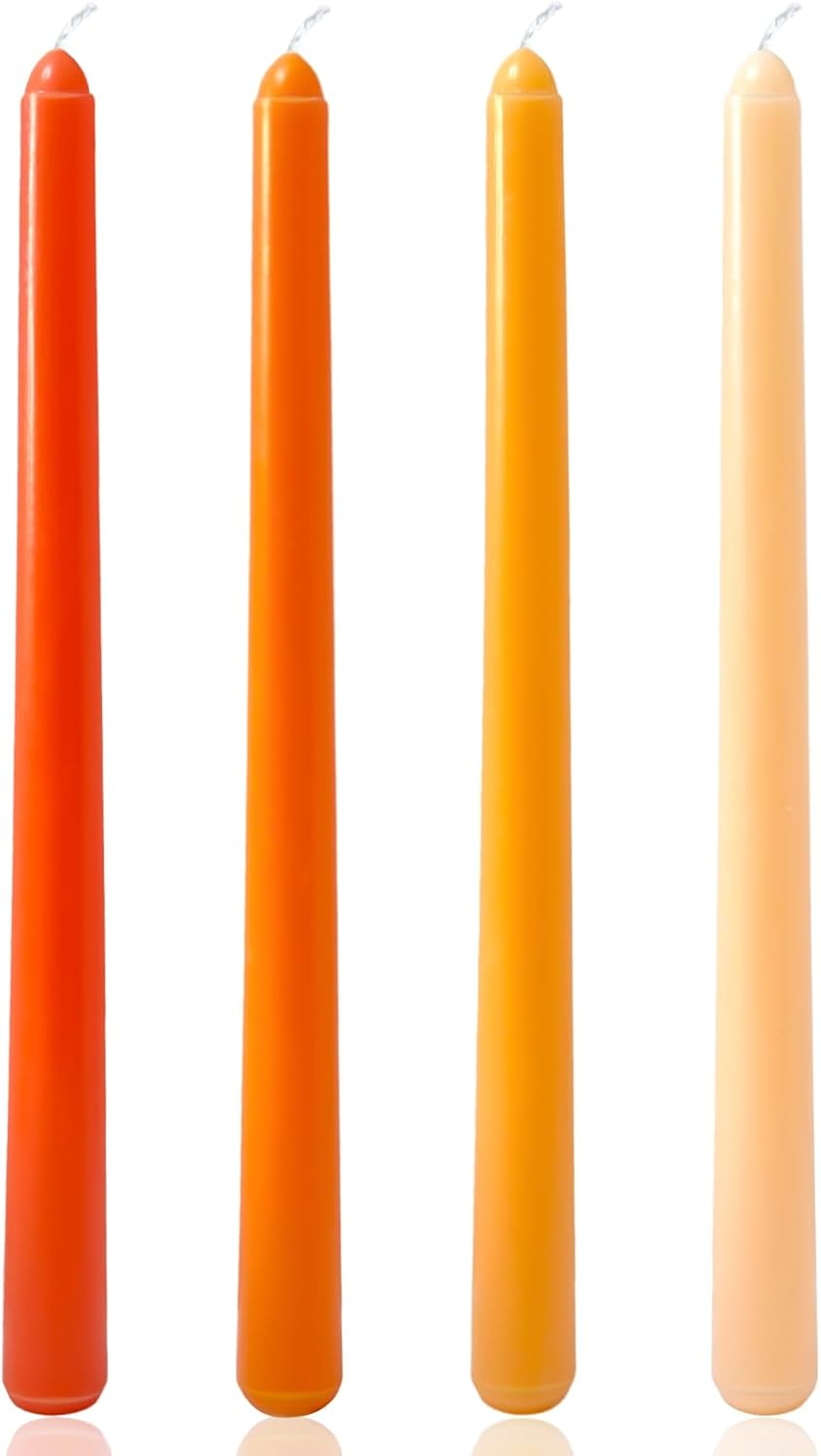 Christmas Product | 4 Pack Advent Candle Set, 3 Purple and 1 Pink Taper Candles, 10 Inch Smokless and Dripless Candlesticks Bulk for Advent Christmas Seasonal Celebration