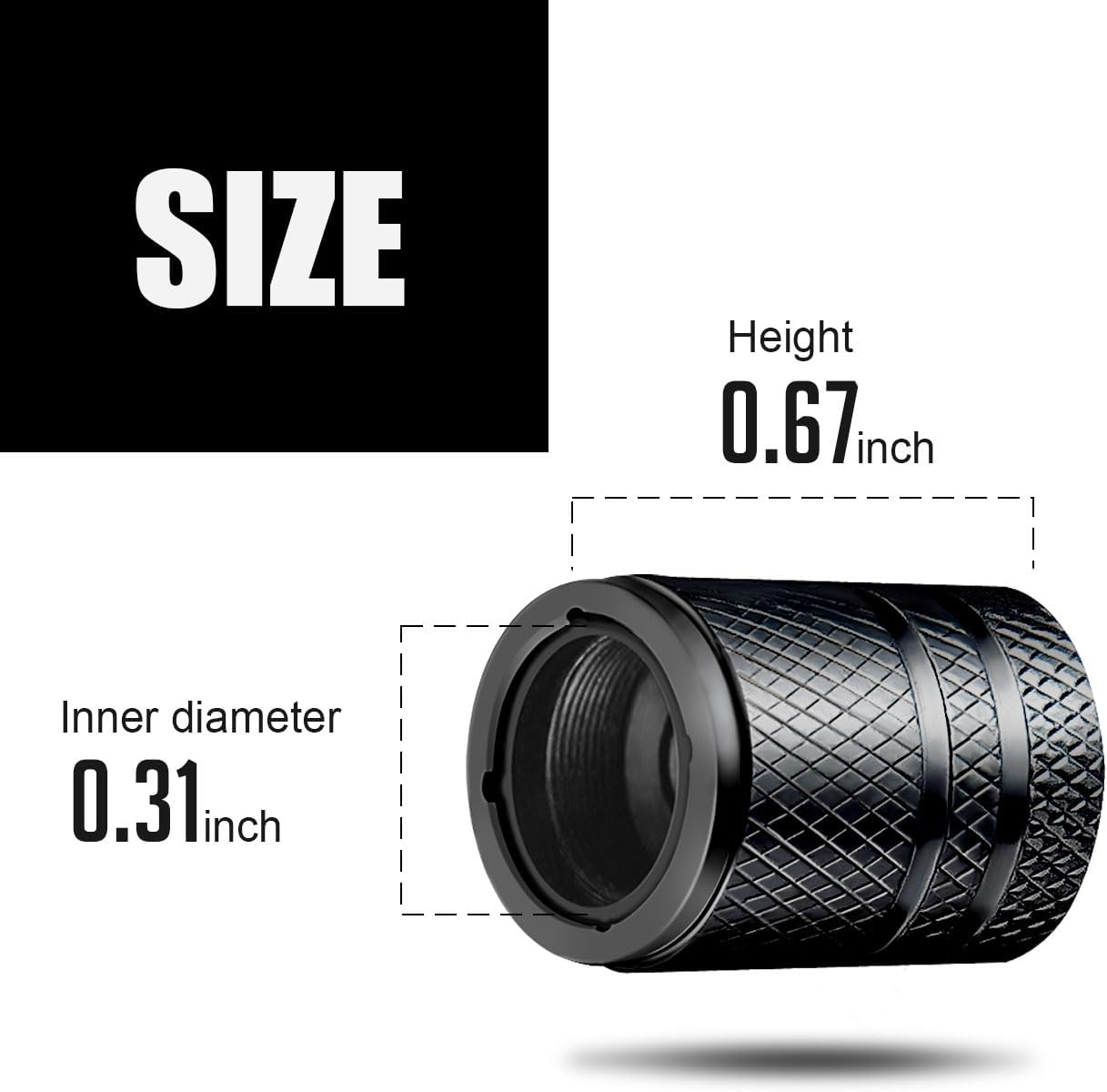 Tire Valve Stem Caps - (5 Pack) Metal Air Caps with Plastic Liner, Corrosion Resistant, Leak-Proof, Universal Stem Covers for Cars Trucks Motorcycles and Bikes - Black image number 7