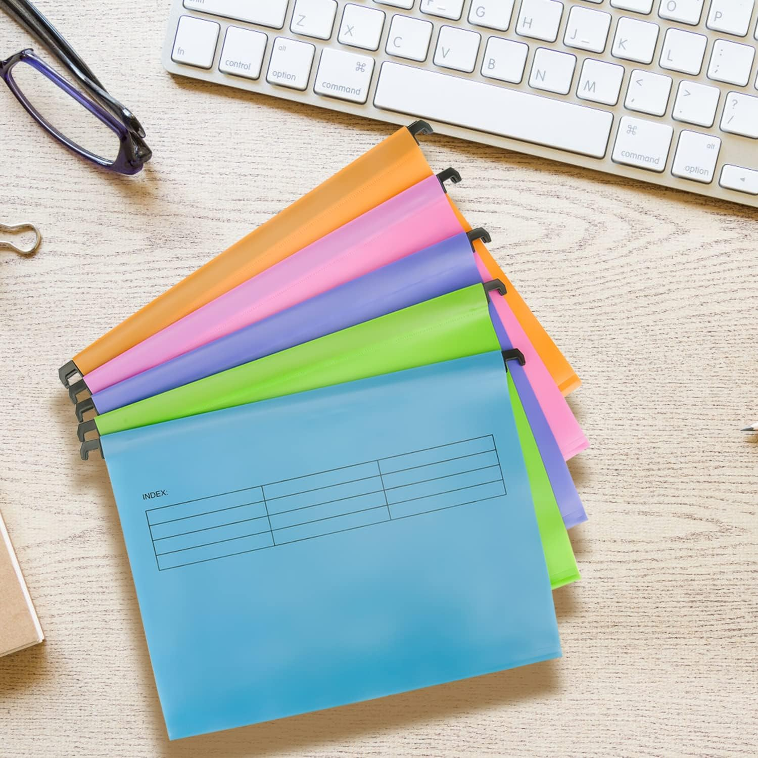 Filing Cabinet A4 Suspension Files with Tabs and Inserts for Office School Desktop File Storage, File Classification File Folder Purple image number 6