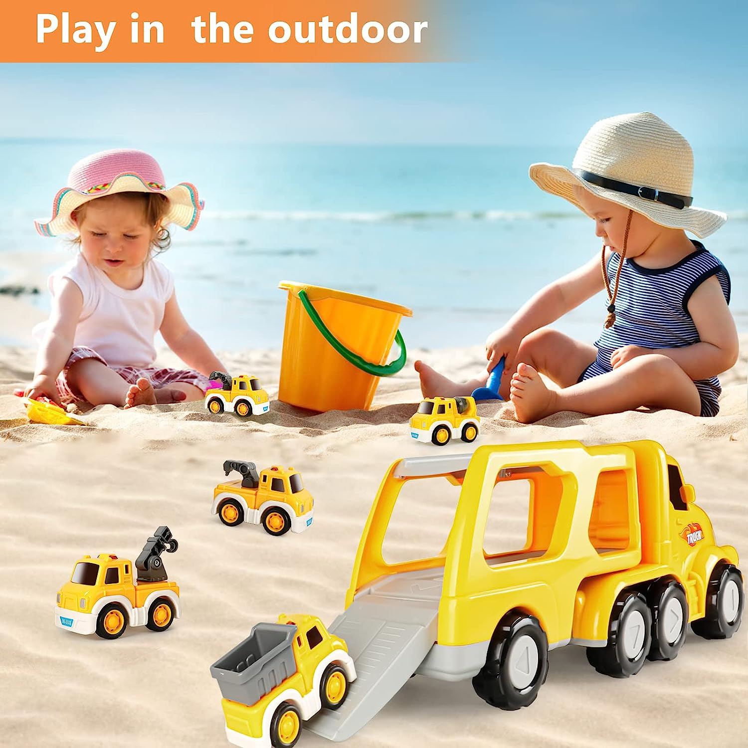 7-In-1 Construction Truck Toddel Toys Car for Boys Vehicle Car Construction Toys Car Carrier Vehicle Toy Set Kids Toys Gifts for Toddlers Boys Girls 3 4 5 6 7 8 9 10 + Year Old Birthday Christmas image number 4