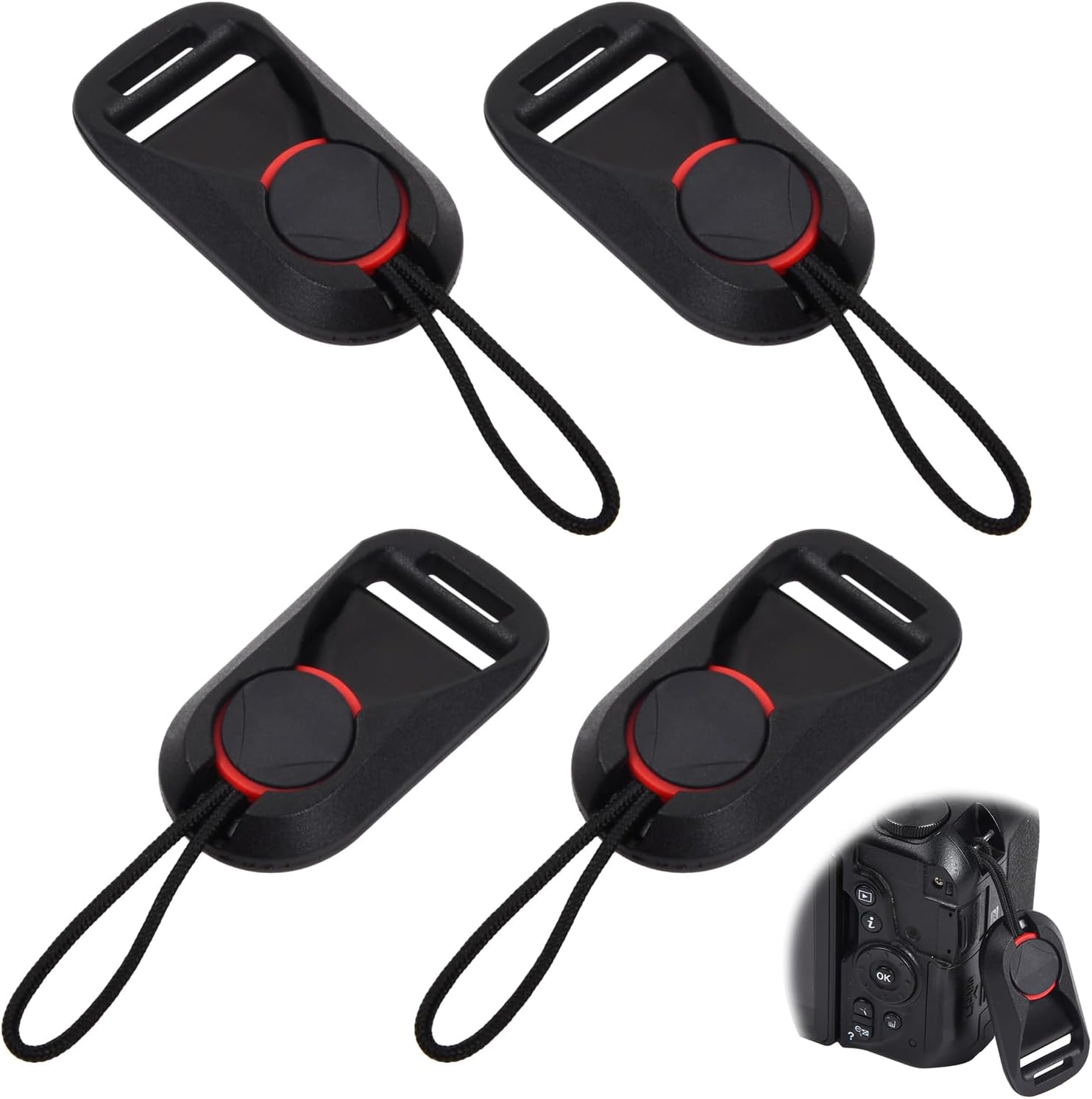 4 Pack Camera Strap Quick Release Buckles, Camera Neck Shoulder Strap Quick Release Loops Clips, Camera Strap Rapid Connectors, Universal Connection Buckle Adapter (Black) image number 3
