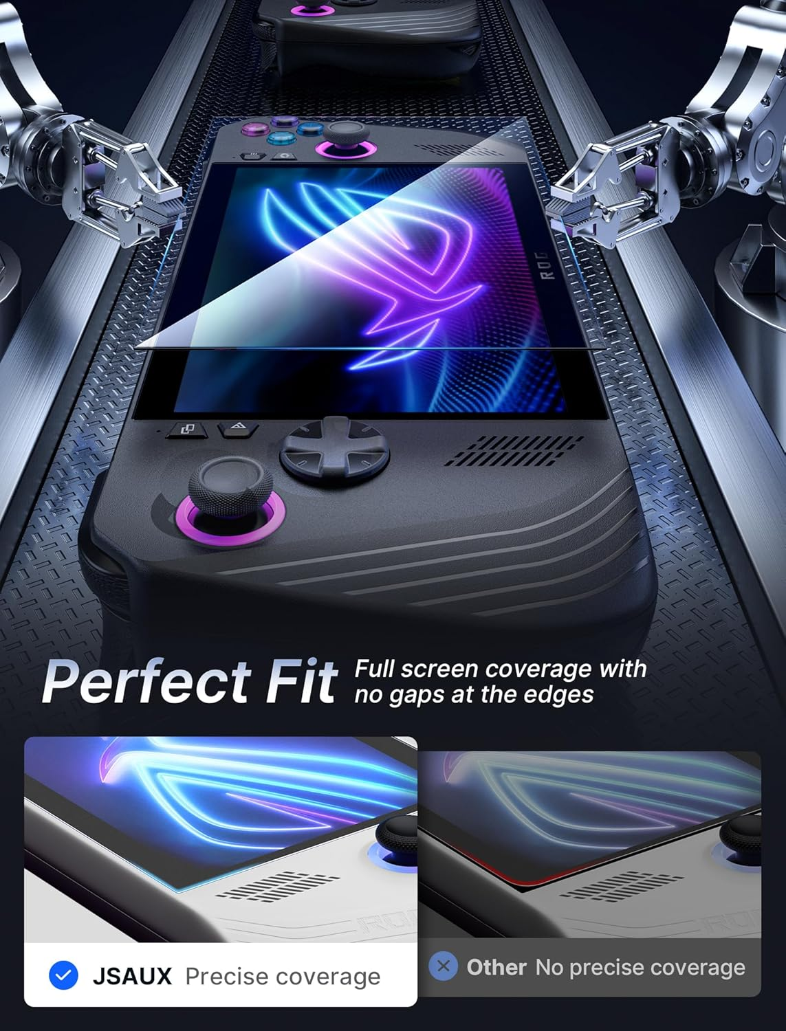 JSAUX Screen Protector for ROG Ally X 2-Pack, Ultra HD Glass 9H Hardness Tempered Glass Protector with Guiding Frame, 7 Inch Anti-Scratch Protective Screen for ASUS ROG Ally 2023 & Ally X 2024 - Anti-Glare image number 6