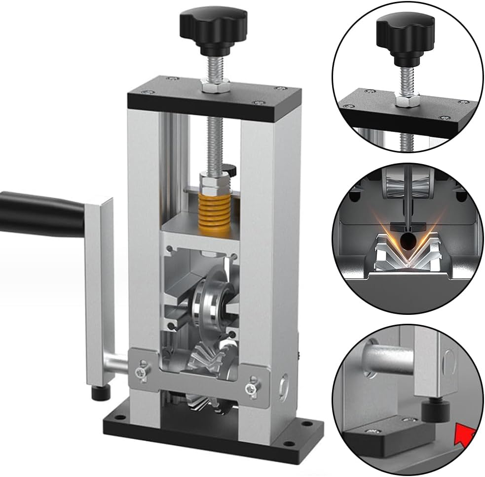 MOTRAIN Manual Wire Stripper Machine, Aluminum Alloy Wire Peeler Machine, Drill-Powered Wire Stripping Tool, 0.04"-1" Wire Stripping Machine for Scrap Wire Electrical and Copper