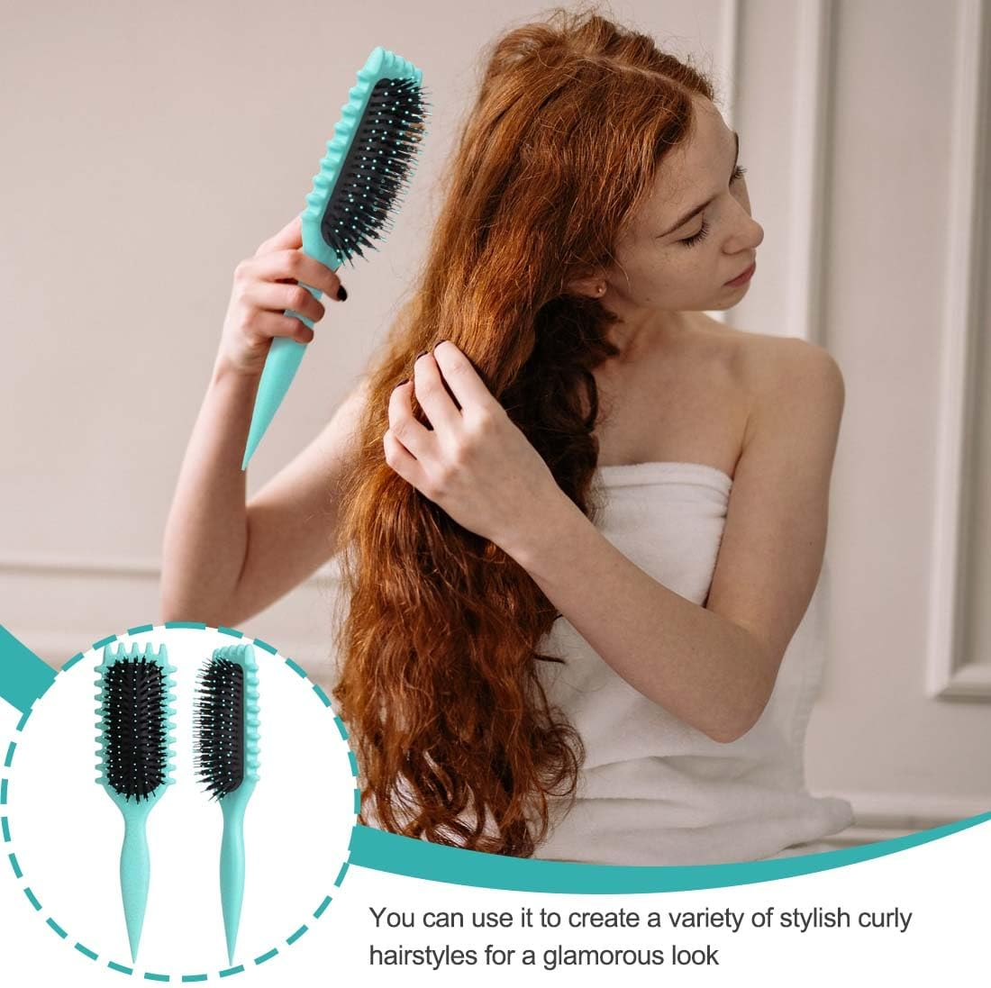 GXGM 1 X Brush Curl, Curl Hair Brush, Curl Define Styling Brush, Curling Brush, Define Styling Brush, Bouncy Curl Brush for Detangling, Shaping and Defining, Dark Green, Black, A