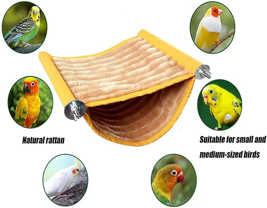 AIMALL Soft Plush Bird Nest Bed Double-Deck Hanging Hammock for Parrots and Birds with Sturdy 9.06"X7.48" Wood Frame Promotes Comfort and Exploration Snuggle Hut Enhances Cage Space and Playtime image number 1