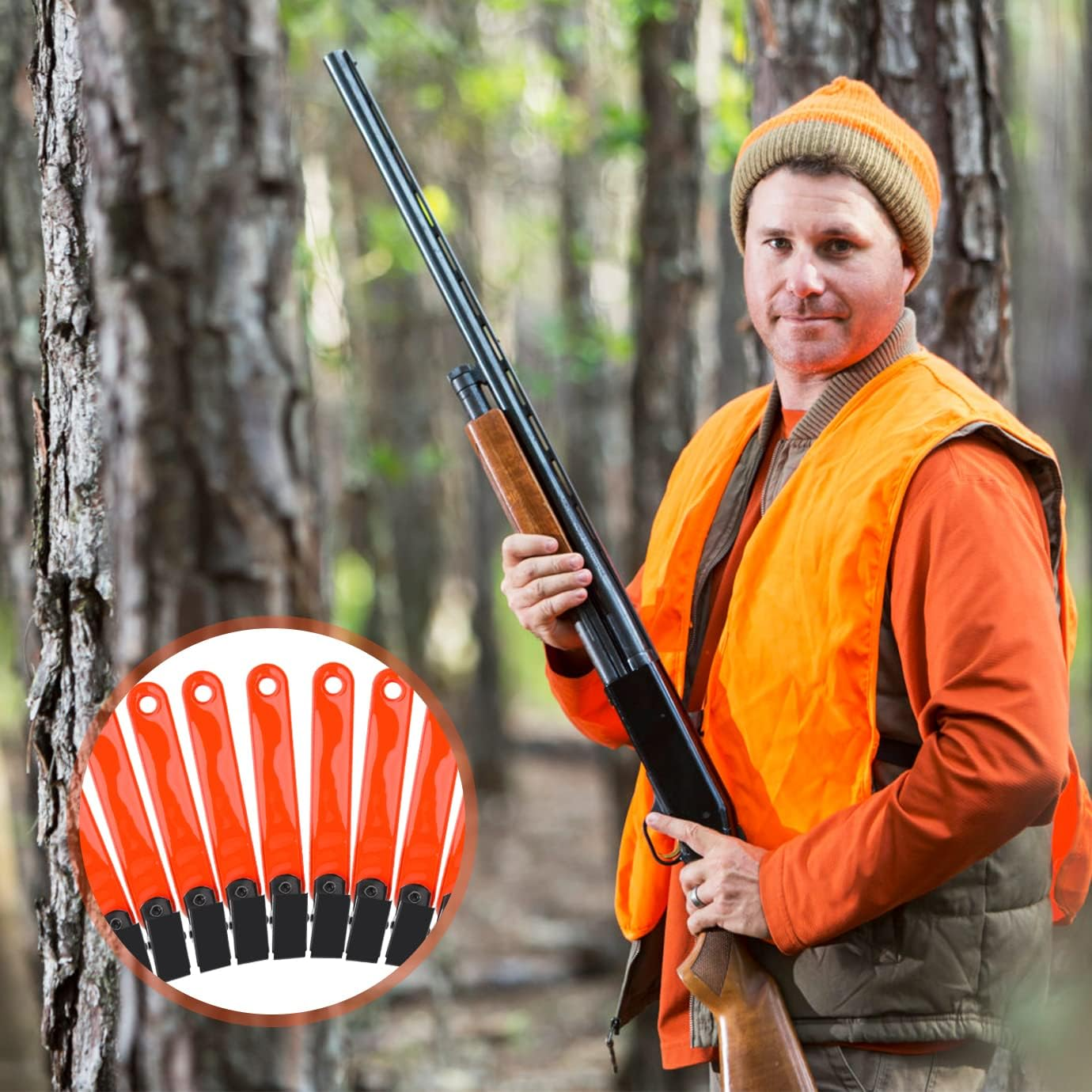 WXJ13 36 Pack Trail Markers with Clips Tacks Hunting Reflector High-Visibility Tree Trail Markers Reflective Trail Markers for Tree-Stand Hunting Outdoor Hiking Hunting (Orange) image number 1