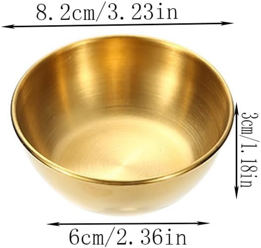 Changyeah Golden Dipping Plate Stainless Steel Gold Dip Bowl,4 Pcs Seasoning Dish,Round Condiment Tray, Sauce Plate, Sushi Dipping Bowls, Appetizer Trays, Condiment Dish for Restaurant, Home image number 2