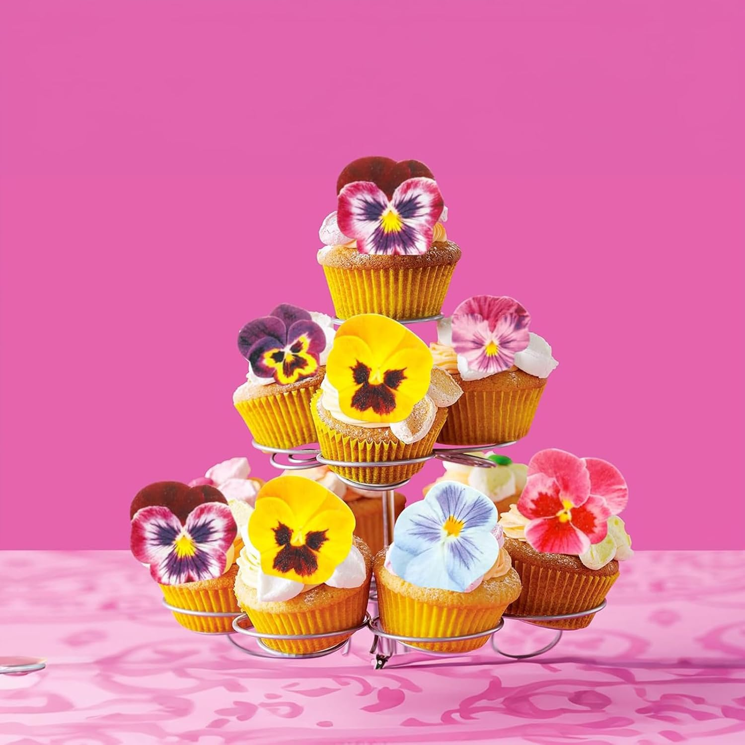 64Pcs Edible Flower Cupcake Toppers Spring Bridal Engagement Baby Shower Birthday Party Cupcake Picks Anniversary Party Decorations Supplies image number 6