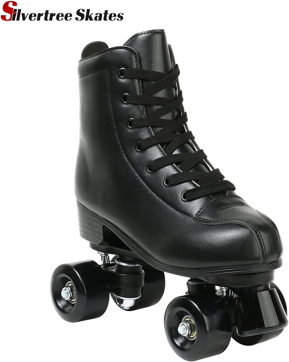 Roller Skates PU Leather High-Top Roller Skates Four-Wheel Roller Skates Shiny Roller Skates with Carry Bag for Girls and Boys
