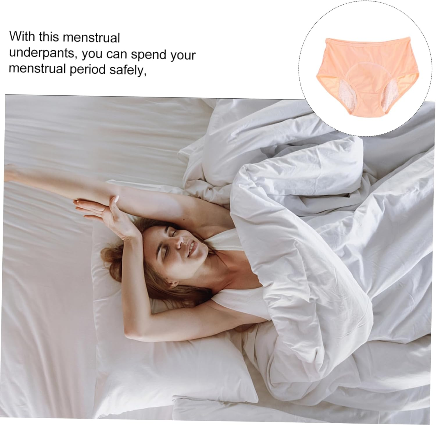 Yardenfun Nylon Fabric Women Menstruation Pants Menstrual Underpants Menstruation Pants Beige Menstrual Briefs for Female image number 4