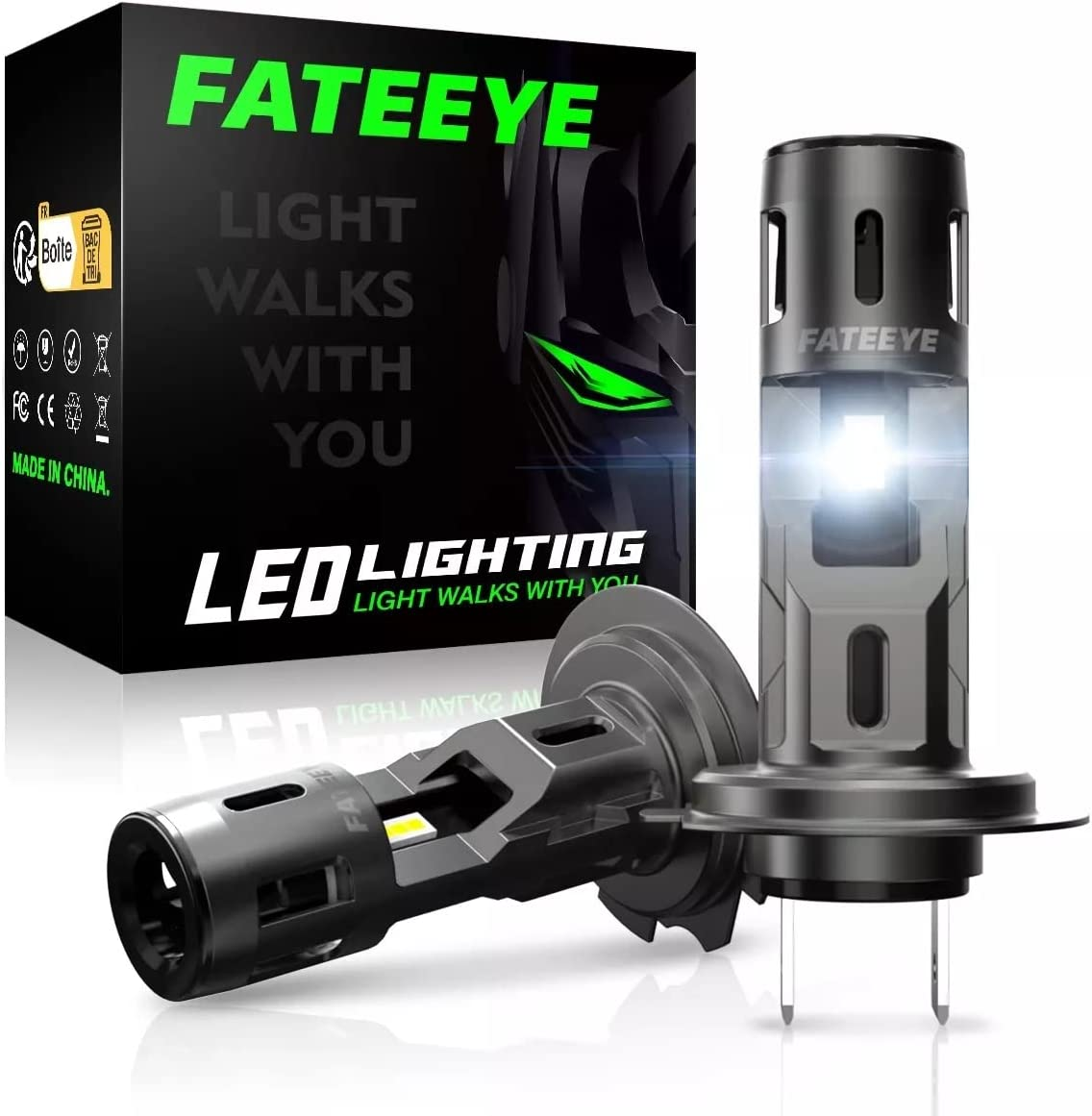 F2 Series H7 LED Headlight Light Bulbs Replace Halogen 60W 12000LM