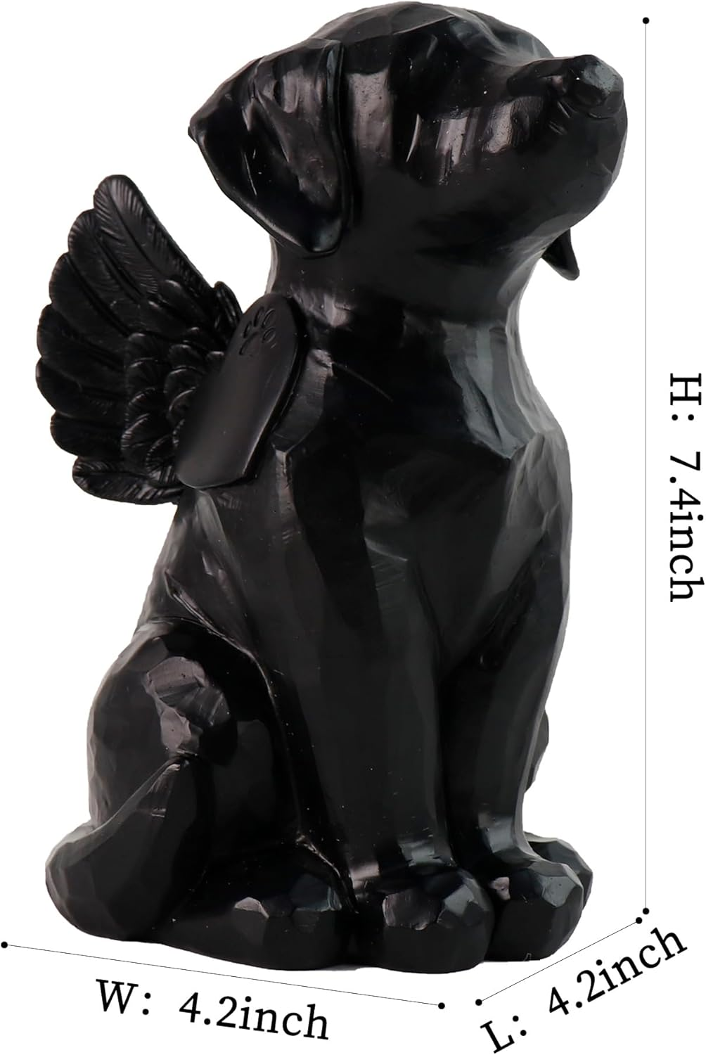 Wound Personalized Black Dog Angel Memorial Garden Statue, Dog Pet Memorial Grave Marker Tribute Statue, with Dog Cremation Urn Features- 7.4Inch（H） image number 4