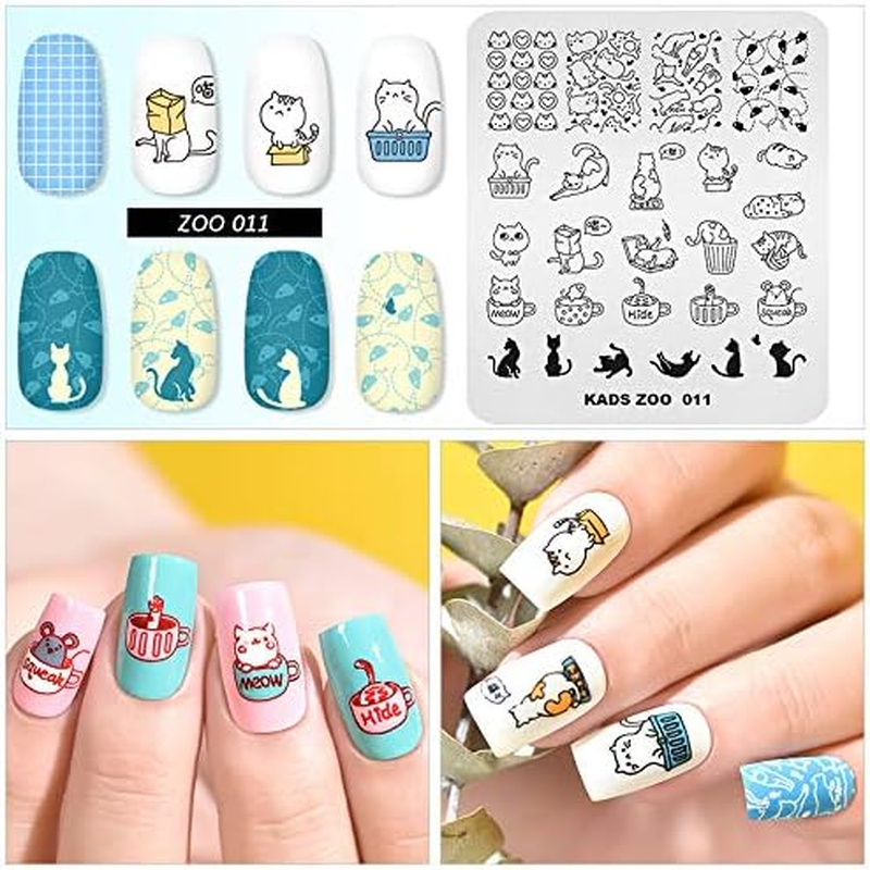 Nail Stamping Plates Creative Cartoon Animal Theme Picture Design Templates Cat Mouse Cup Butterfly Multi Pattern Circuit Board Manicure DIY Nail Art Printing Tools image number 1