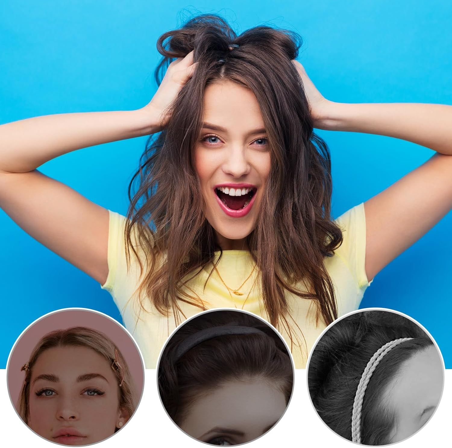 Sinbana 3Pcs Vintage High Cranium Pearl Headbands, with Comb Non-Slip Crown Wave Hairband Hair Accessories for Weddings Parties & Daily Wear (Brown, Red, Black) image number 5