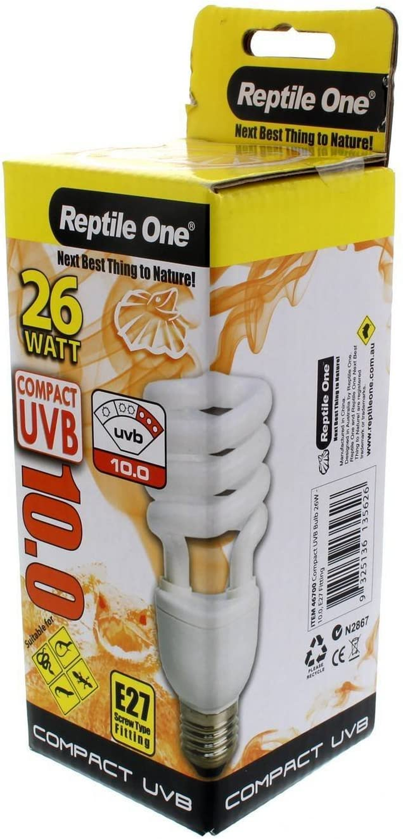 Reptile Compact UVB Globe 26W UVB 10.0 E27 Fitting Stimulates Activity Appetite image number 2