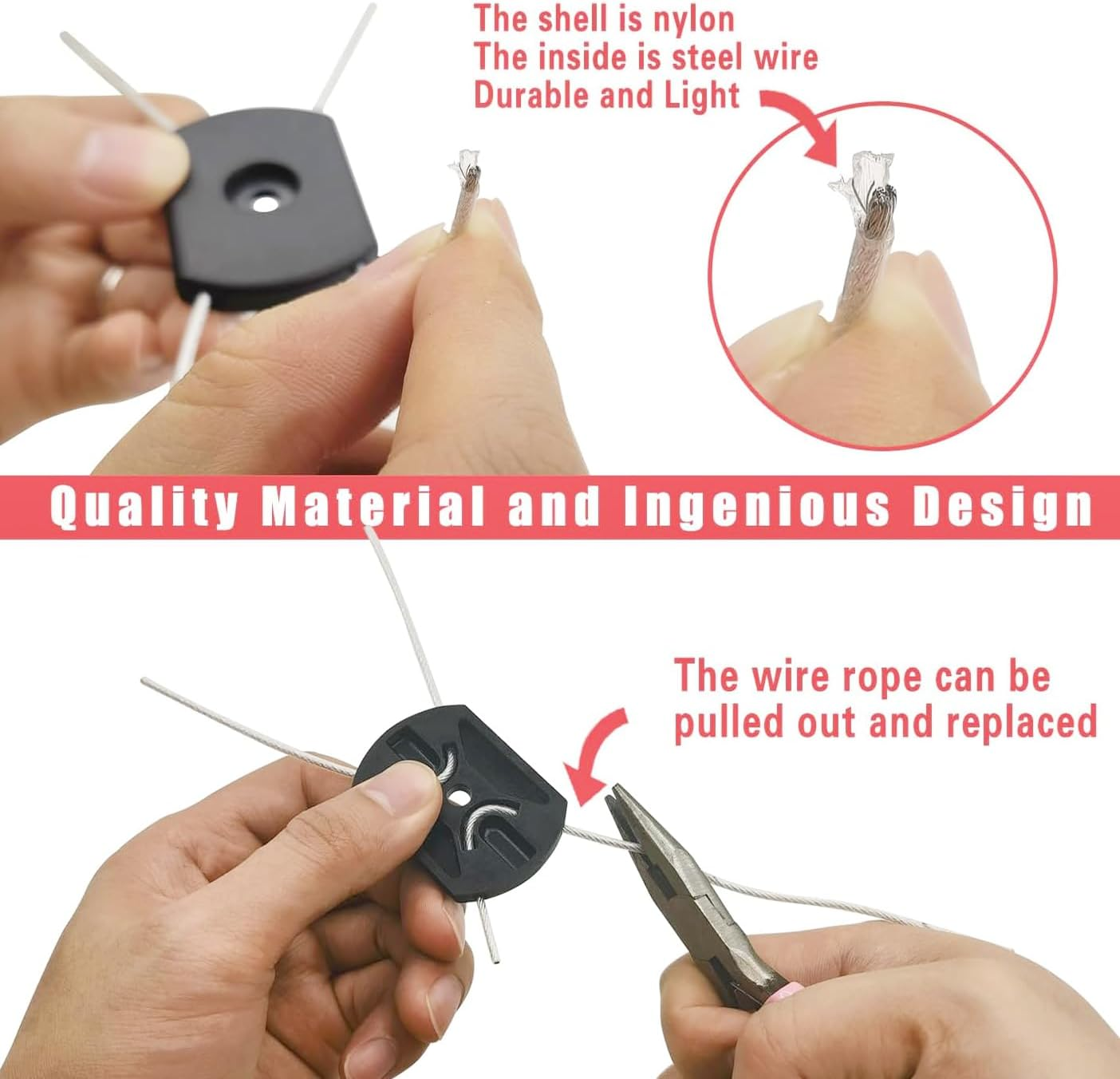 5Pcs Electric Weed Eater Head Replacement Steel Wire Line Spool,Universal Fit String Trimmer Replacement Head,Wire Rope Weed Head Replacement String Trimmer Parts and Accessories image number 1