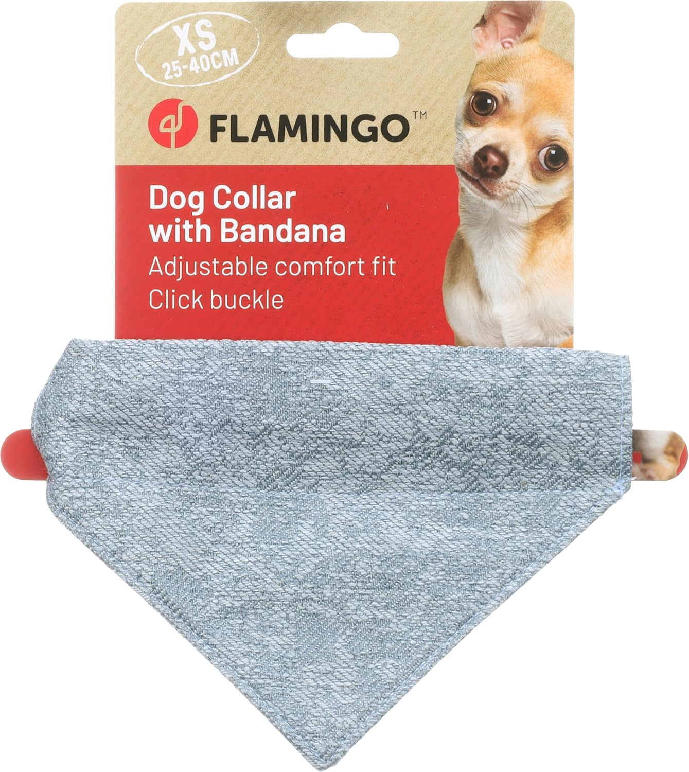 Flamingo Dog Collar with Bandana Nelson Blue XS 25-40Cm 15Mm