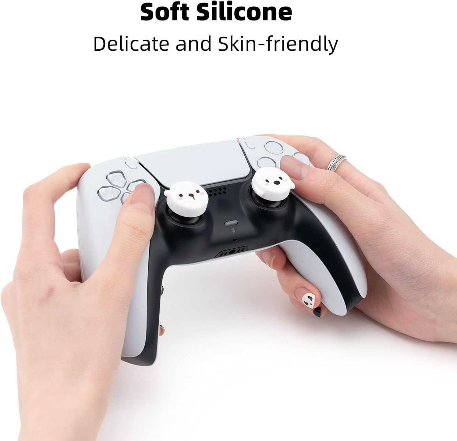 Geekshare Cute Animal Theme PS4 Controller Thumb Grips, Thumbsticks Cover Set Compatible with Switch Pro Controller and PS4 PS5 Controller, 4 Pcs - Dog and Bear image number 5