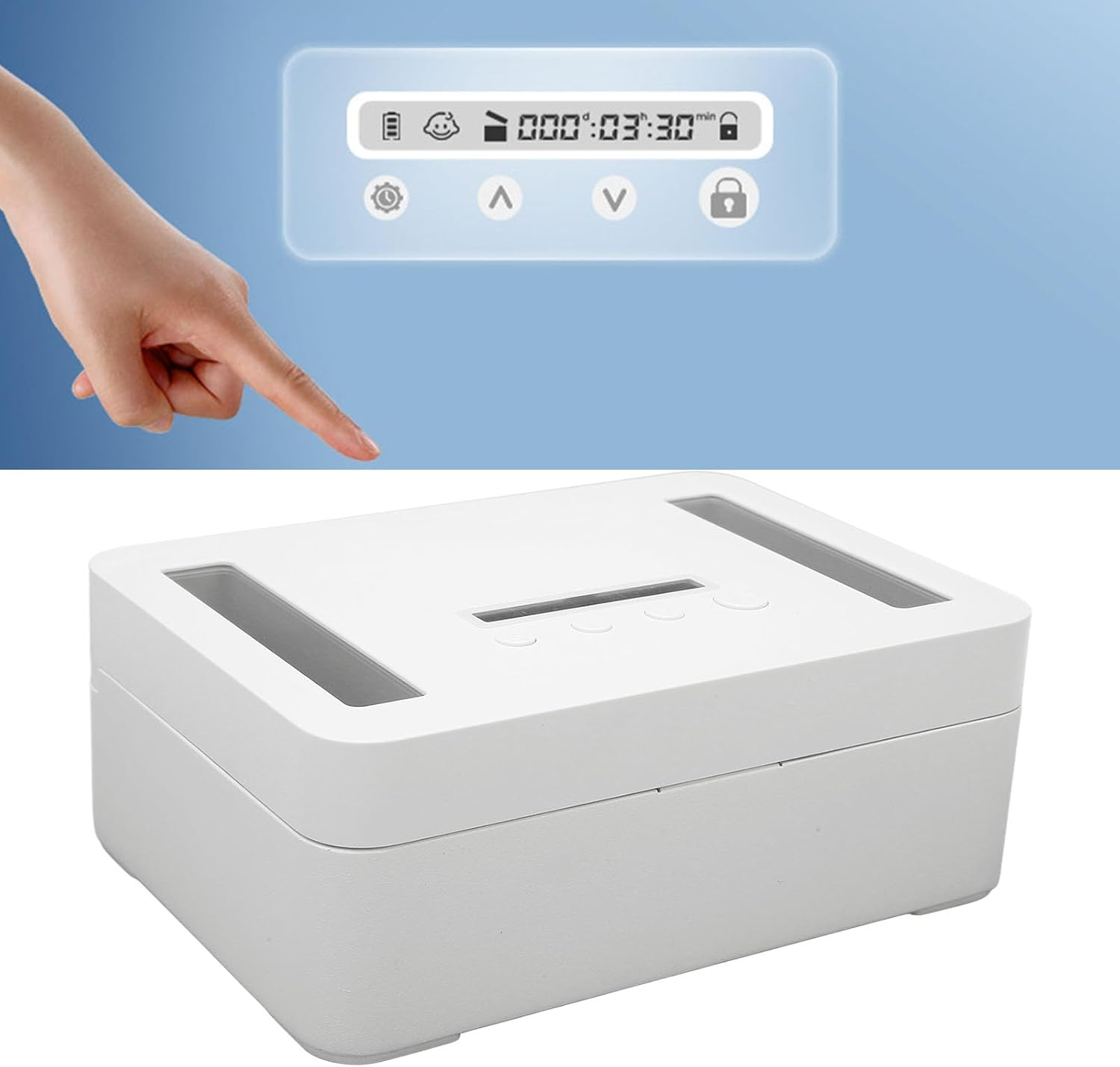 Metal Timed Lock Box with Timer - Self-Control Container, Child Lock, Time Release Jail Locker up to 365 Days for Phones/Snack/Alcohol (S) image number 3