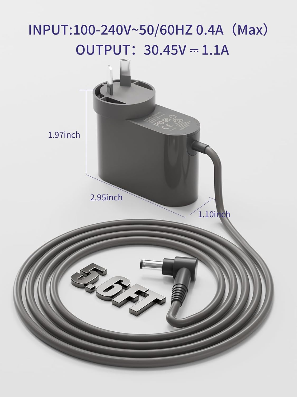 30.45V Dyson Vacuum Charger for Dyson V10 V11 V15 V12 SV12 14 15 Cordless Vacuum Cleaner, Absolute Animal Motorhead 969350-02 01 03 04 05 217160-02 01 03 969042-01 Adapter Cleaner Power Supply image number 6