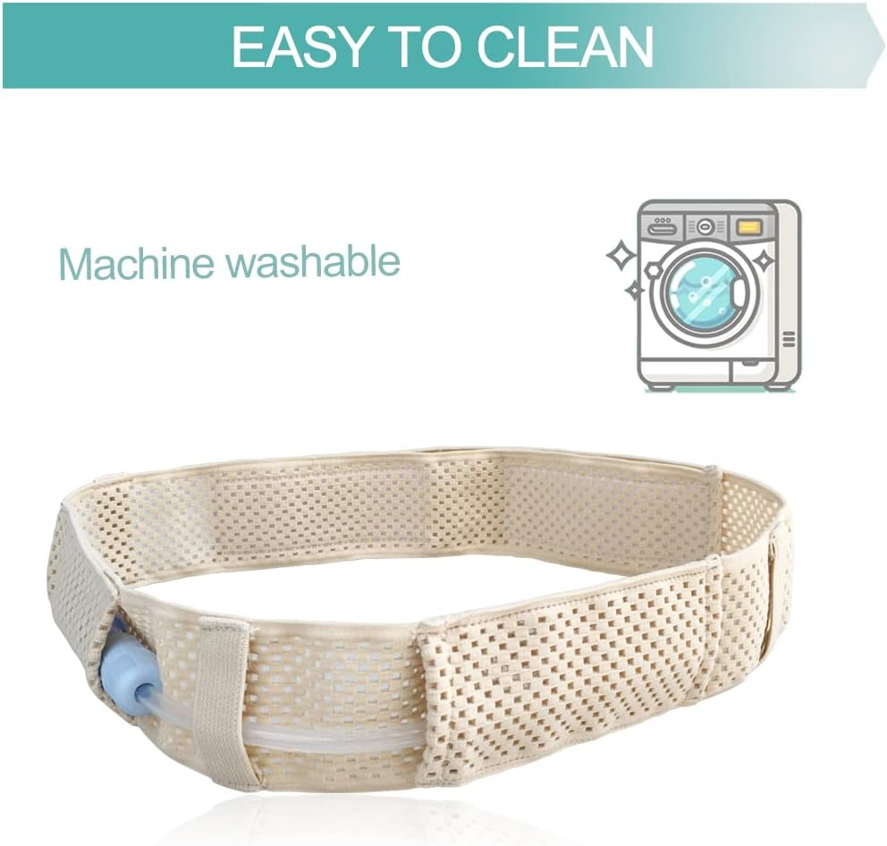 Comfortable Breathable Peritoneal Dialysis Belt PD Catheter Holder Accessories Adjustable Feeding G Tube Pouch Safety Secure Transfer Set Peg Tubing Supplies Men Women, Beige Medium image number 3