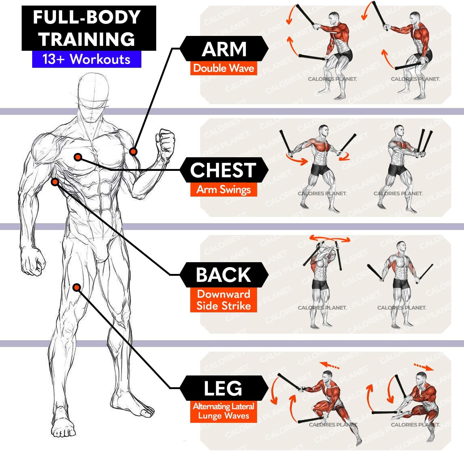 Calories Planet X1 Ropeless Battle Rope for Home Gym, HIIT Workouts, Low-Impact Cardio Training image number 5