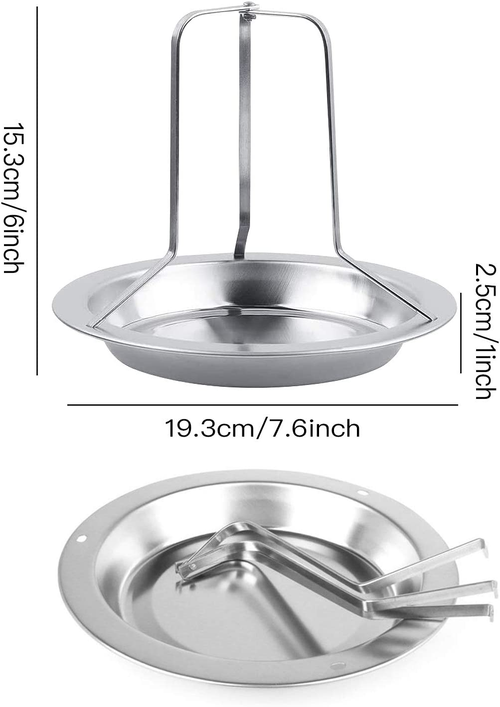 Chicken Roaster Rack,2 Pack Stainless Steel Beer Can Chicken Holder Vertical Roaster Rack Chicken Roasting Rack Roasting Pan for Grill Oven BBQ image number 4