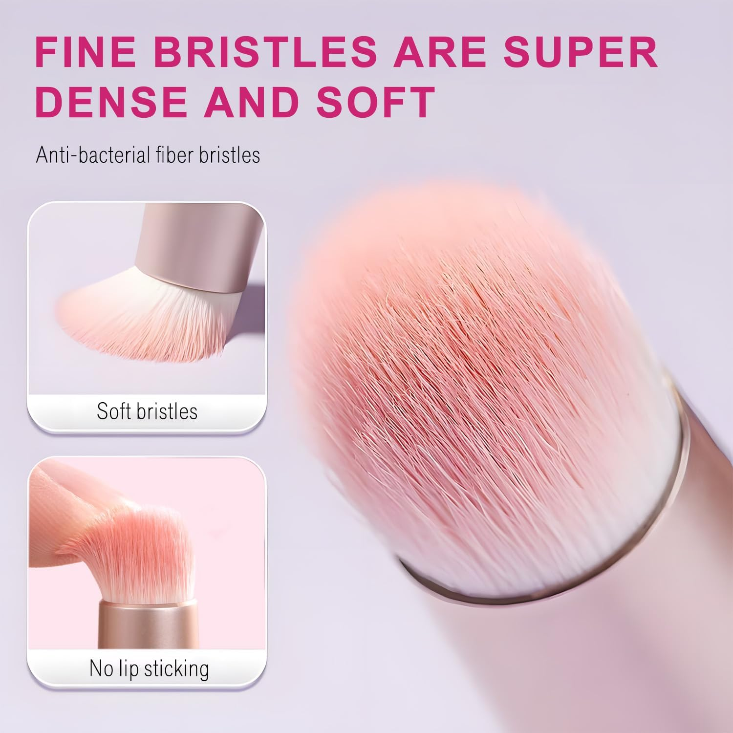 WALWAL 2 Pcs Lip Brush with Protective Lid, Soft round Head Lipstick Applicator Brush, Application for Lipstick & Gloss, Travel Friendly, Multi-Use Makeup Tool for Women & Beauty Pros(White + Pink)