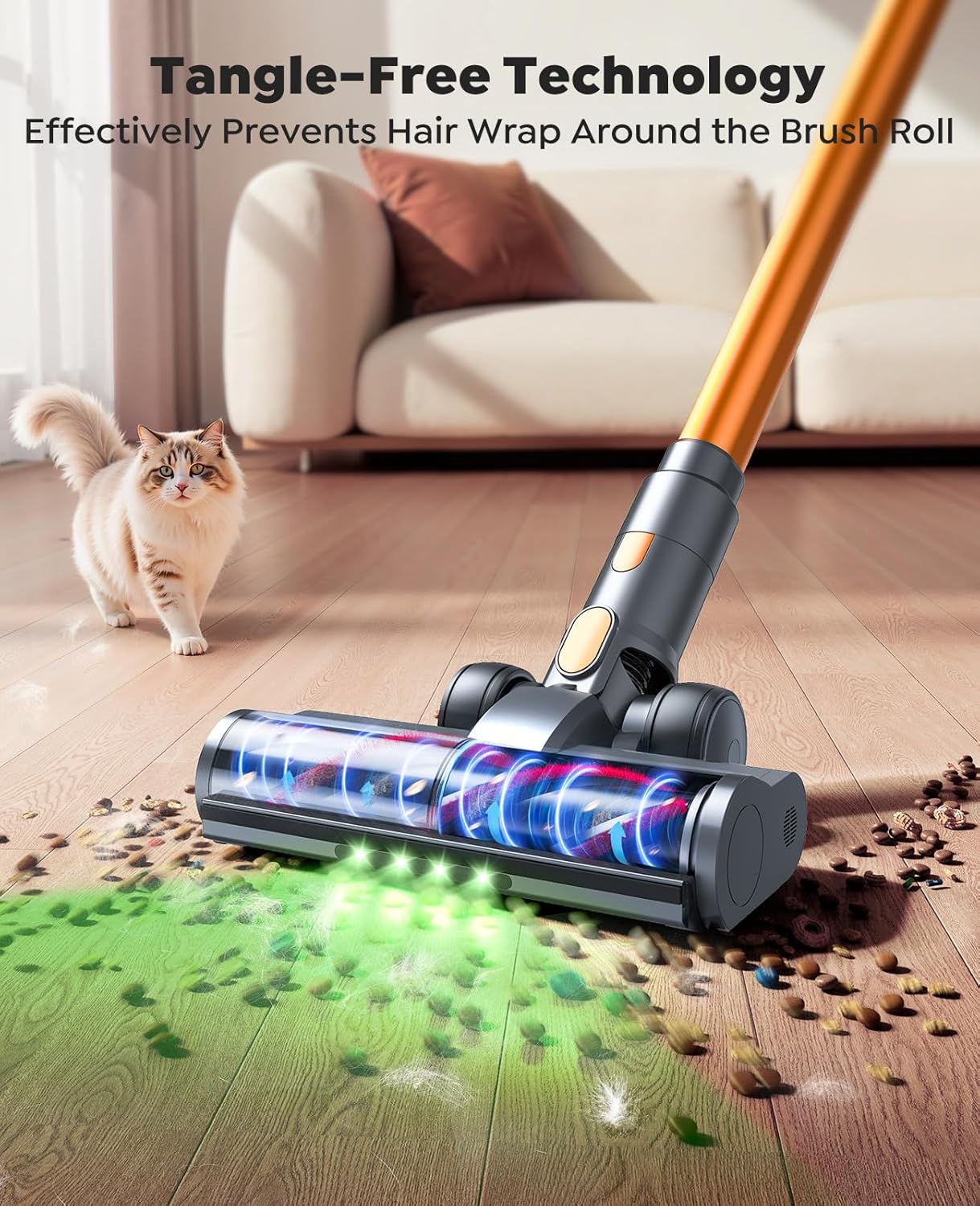 Cordless Vacuum Cleaner, Upgraded 600W/50KPA 65Mins Detachable Battery, Powerful Stick Vacuum with Self-Standing Feature, Auto Mode, Wall Charging, LED Display, Vacuum 1M Extendable Hose for Home/Car image number 4