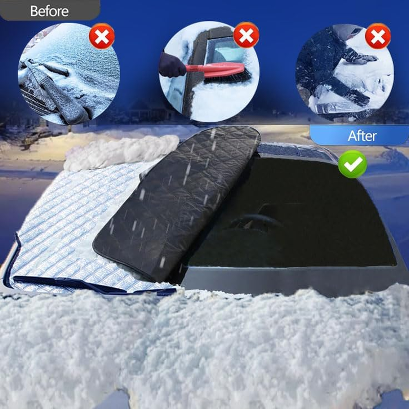 Windshield Snow Cover, Car Windshield Snow Ice Cover, 4 Layers Thick Windshield Protector from Sun, Fit for Standard Cars (72'' X 45.6 Inch) image number 1