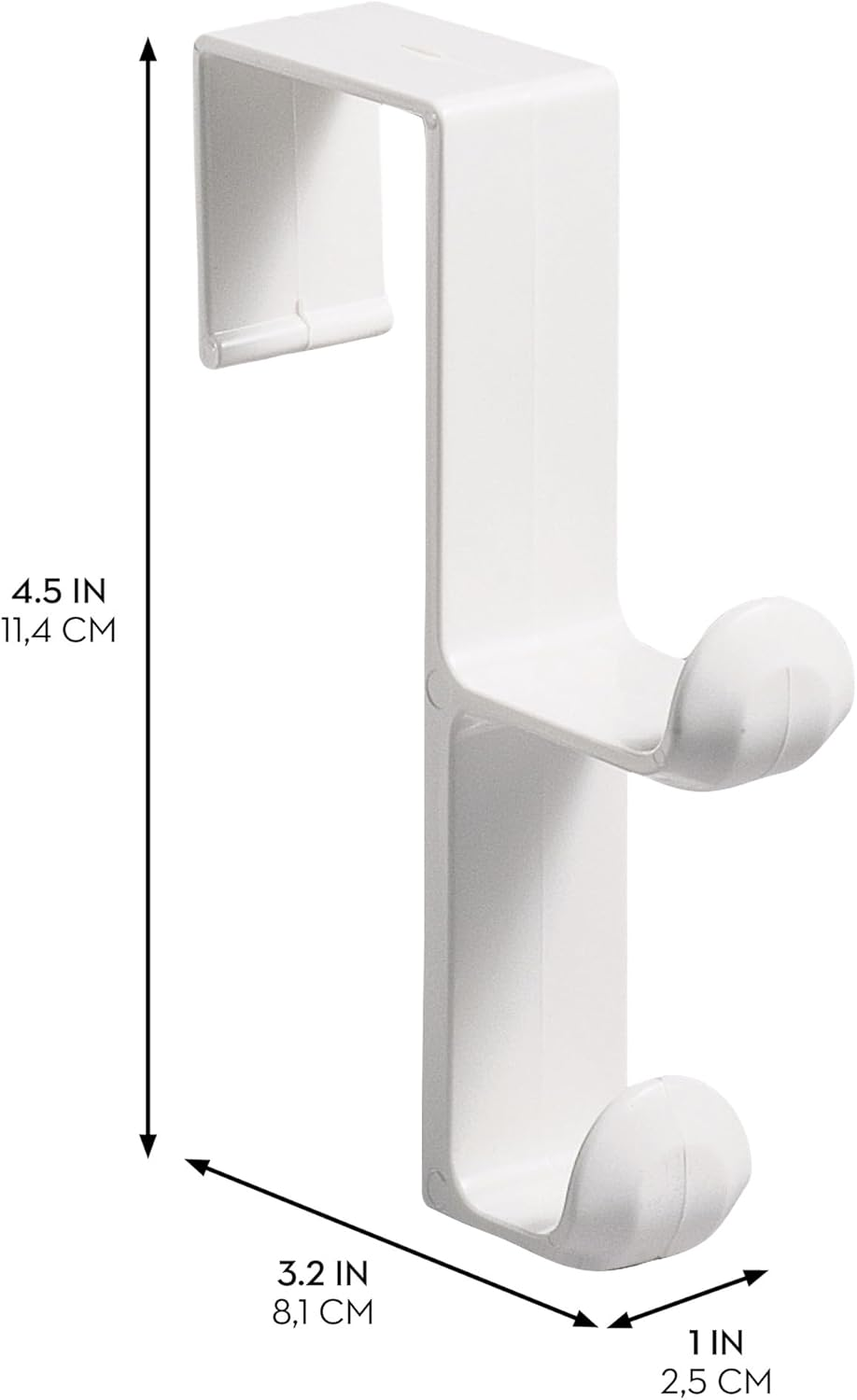 Interdesign over the Door Organizer Hooks for Coats, Hats, Robes, Towels - Set of 3, Double Hooks, White image number 2