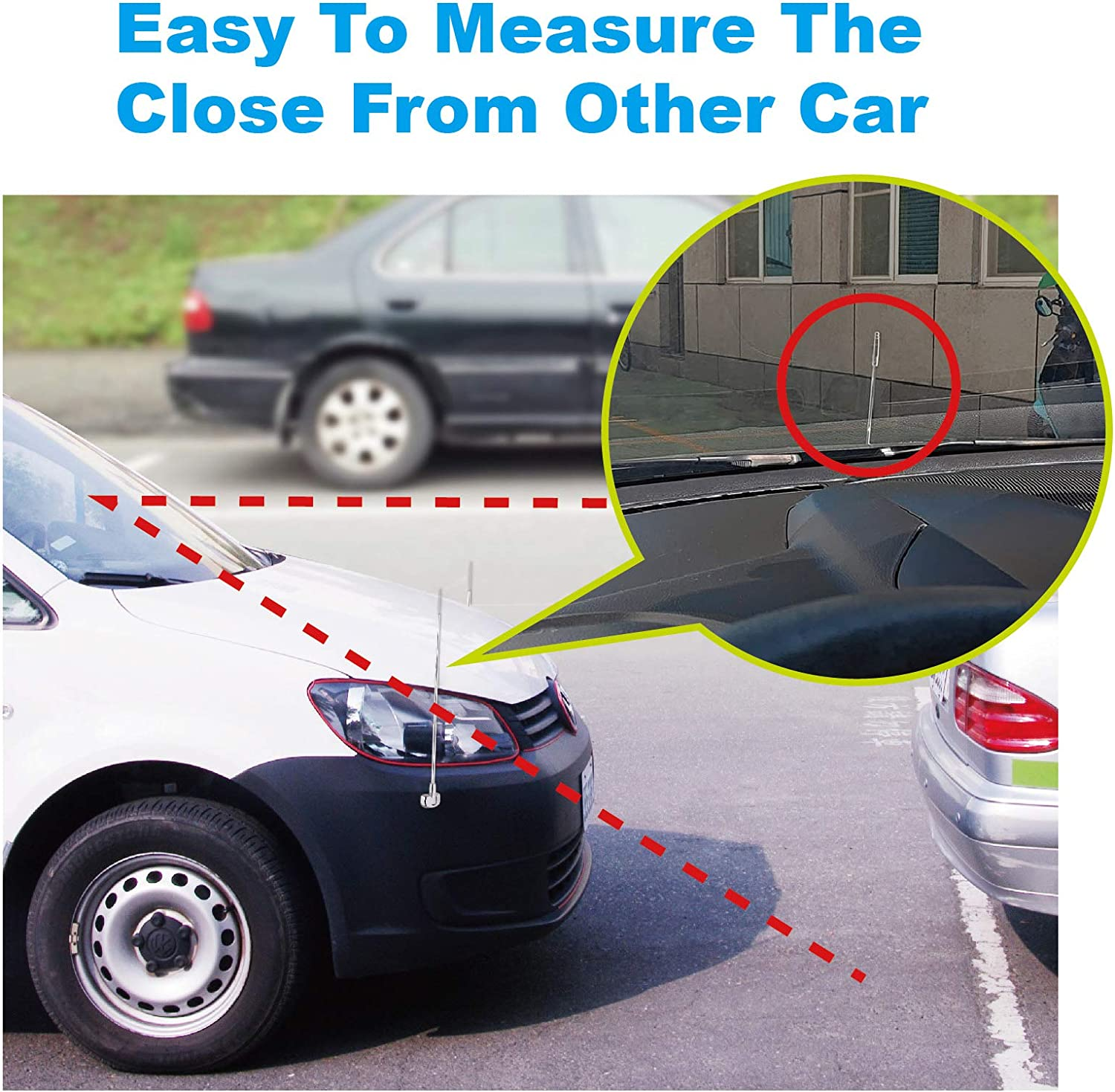 2-Pack Car Bumper Corner Antenna Pole Adjust Driving Parking Marker Protector for Green Hand in Driving Fit Universal Car Hypersonic image number 2
