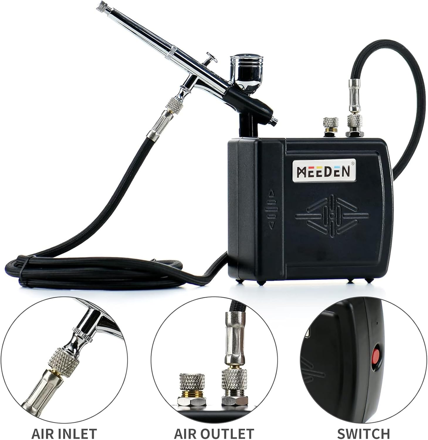 MEEDEN Airbrush Compressor Set for Beginners - Dual-Action Gravity Feed 0.5Mm Airbrush - Multi-Function Airbrush Set with Cleaning Kit for Modeling image number 2
